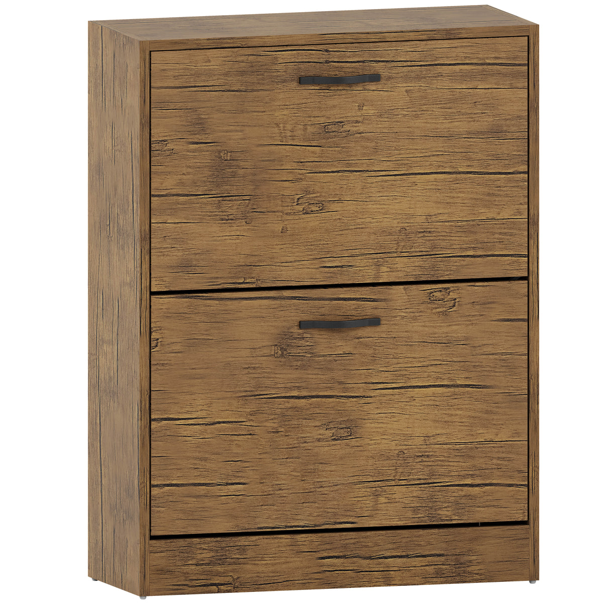 2 Drawer Shoe Cabinet, Antique Brown