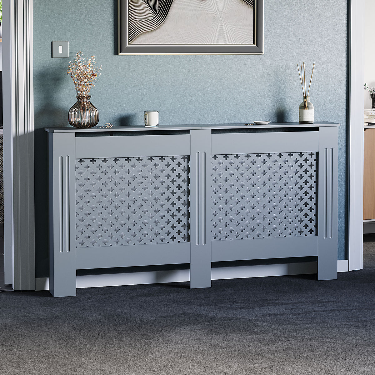Oxford Radiator Cover - Dark Grey, Large, Modern Design