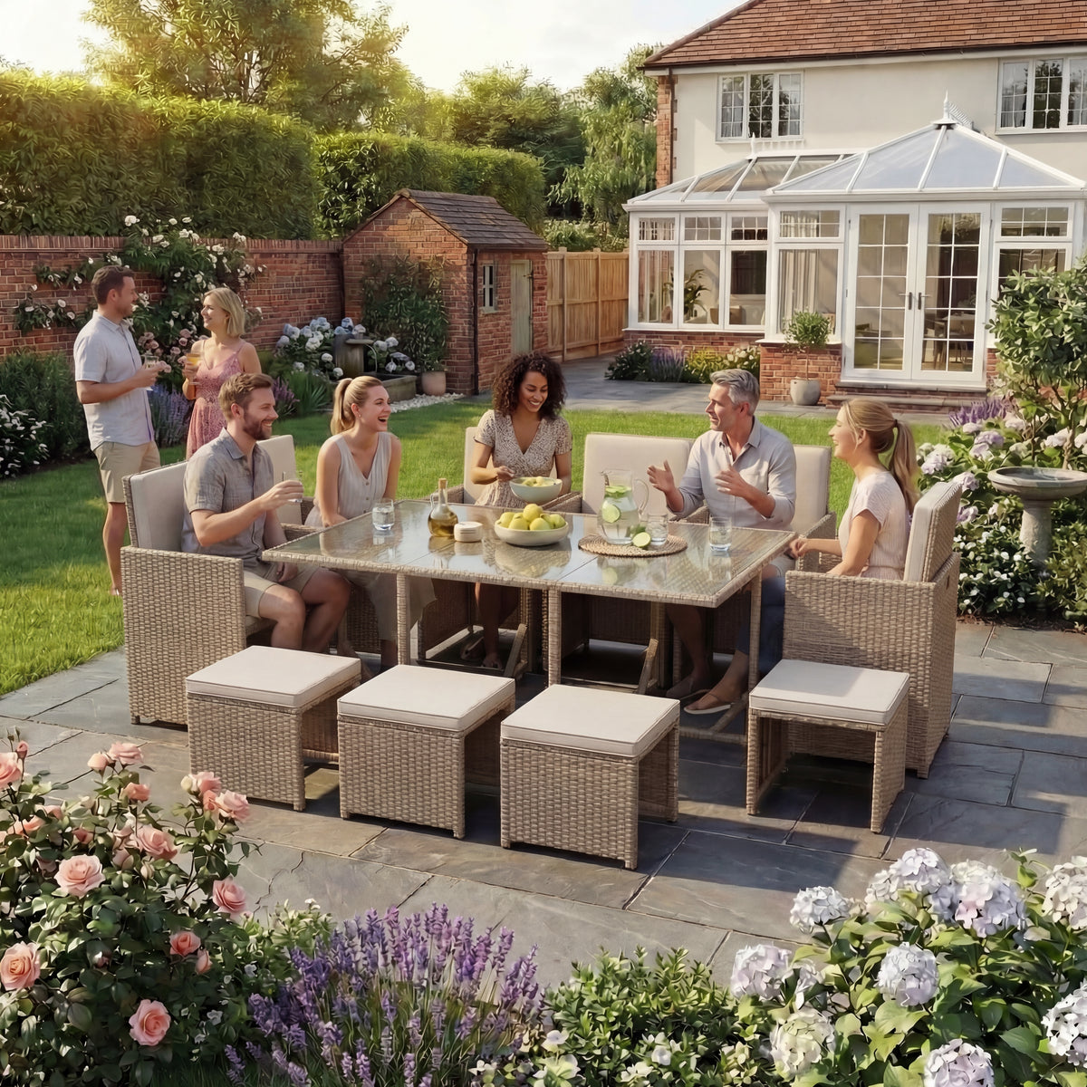 Cuba 10-Seater Rattan Set, Natural UKFR
