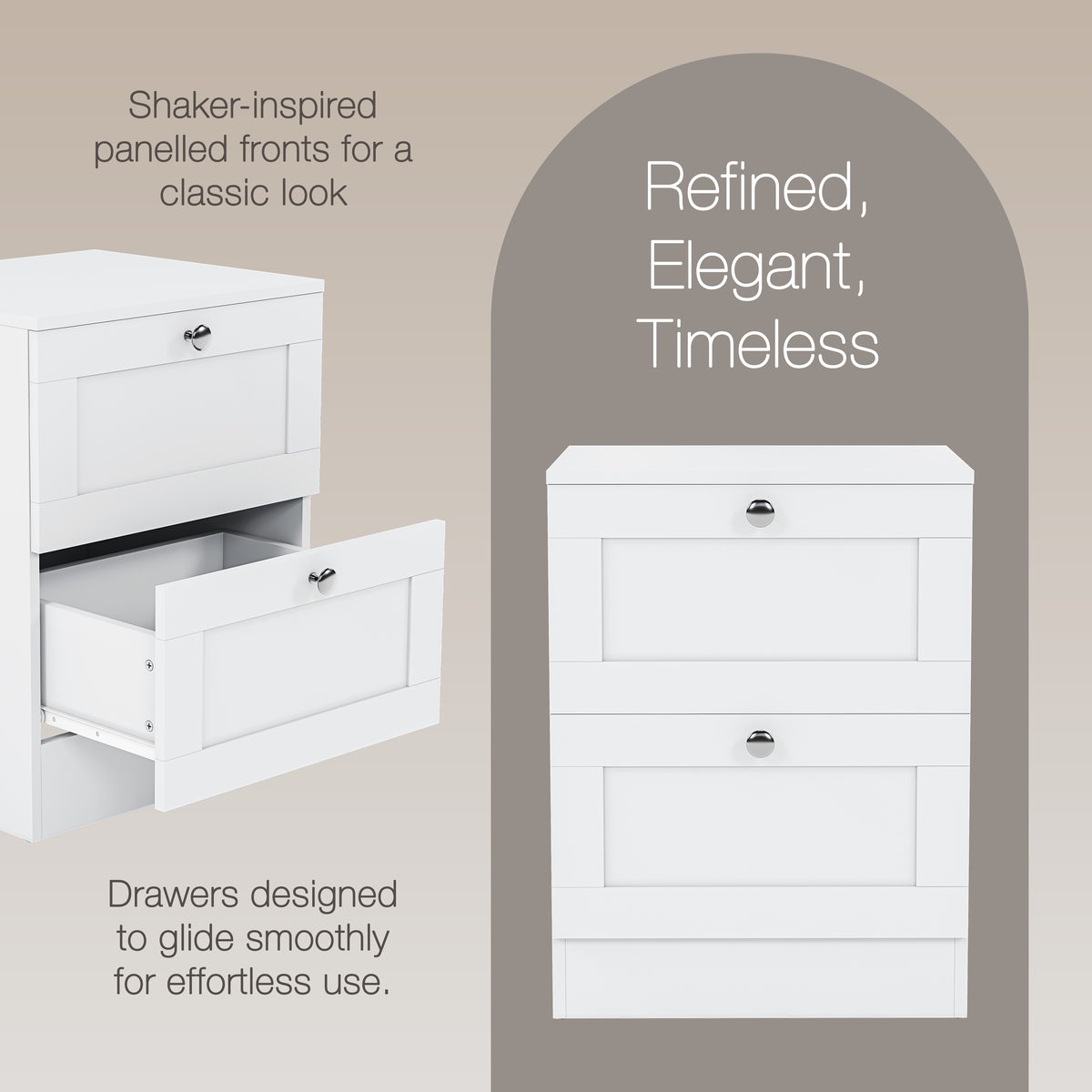 Altino 3 Piece Bedroom Furniture Set (2 Drawer Bedside, 5 Drawer Chest, 2 Door 2 Drawer Wardrobe), White