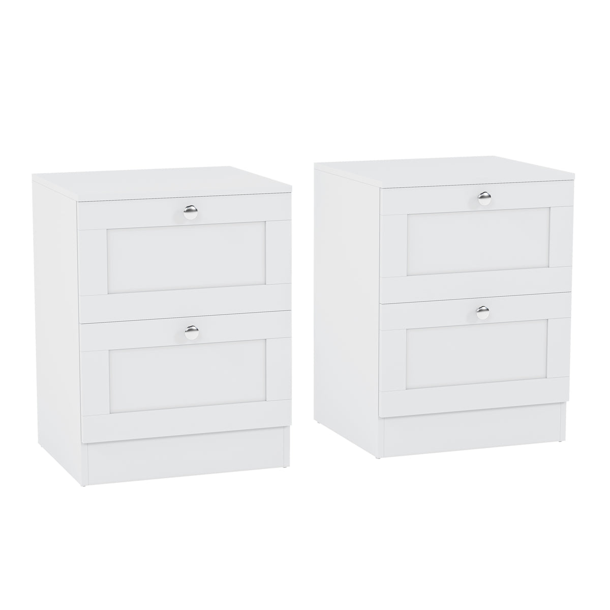 Altino 2 Drawer Bedside Chest Set of 2, White