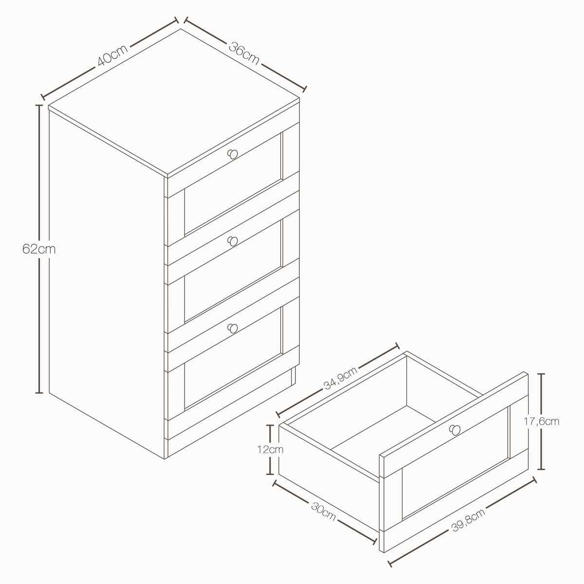 Altino 4 Drawer Chest Cabinet, Grey