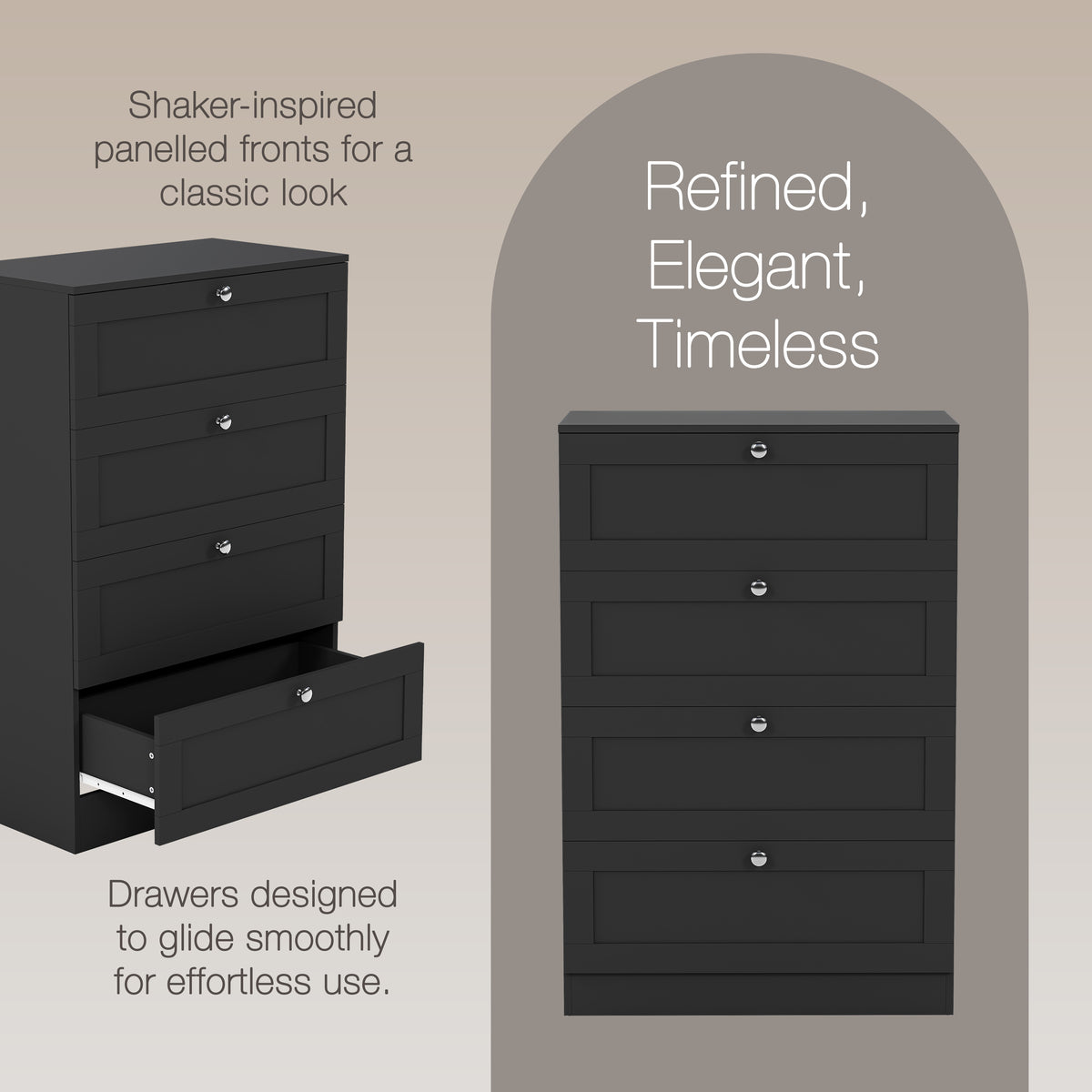 Altino 4 Drawer Chest Cabinet, Black