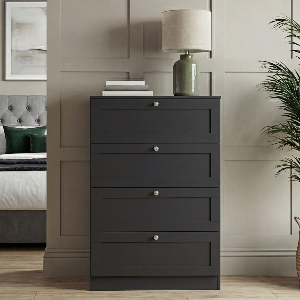 Altino 4 Drawer Chest Cabinet, Black