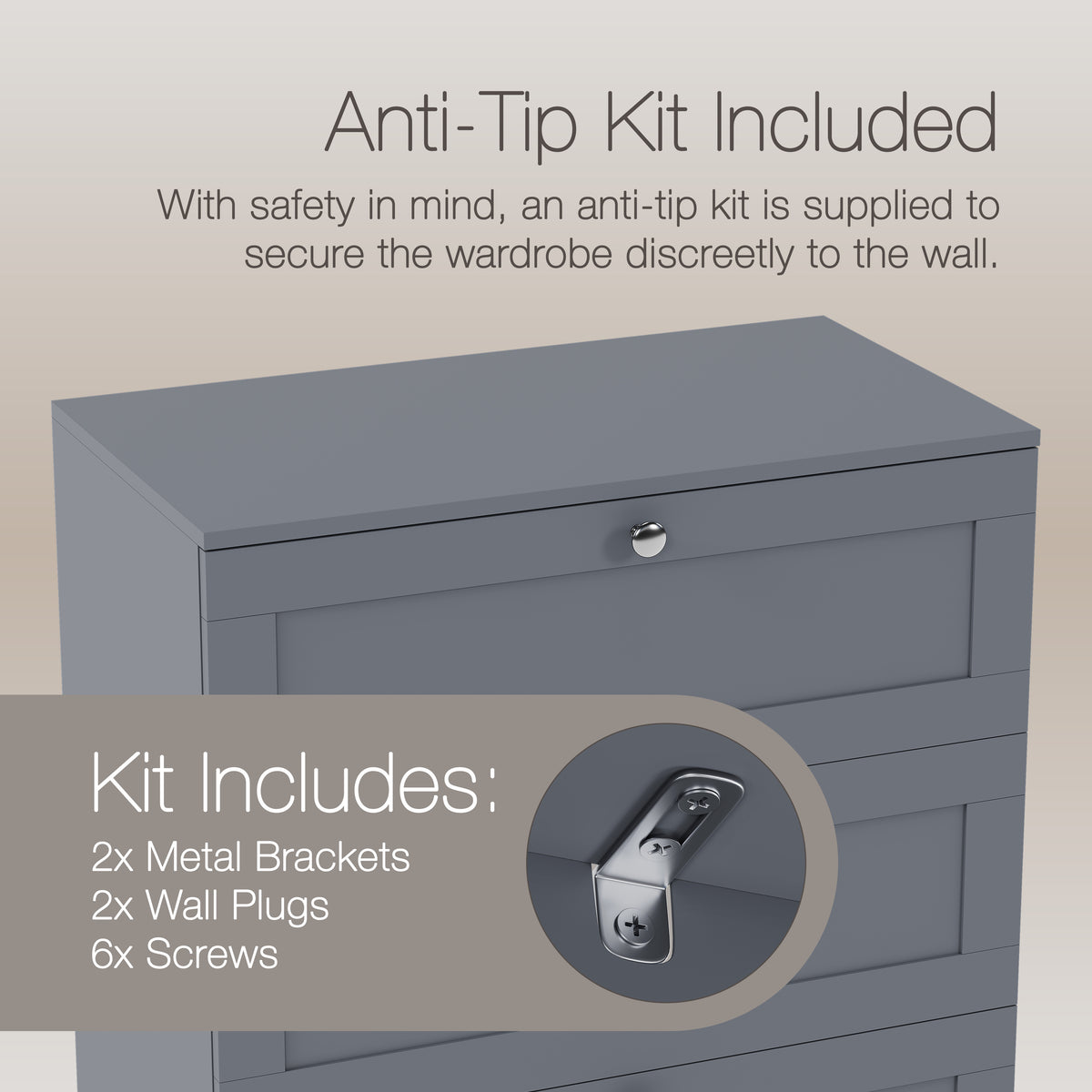Altino 4 Drawer Chest Cabinet, Grey