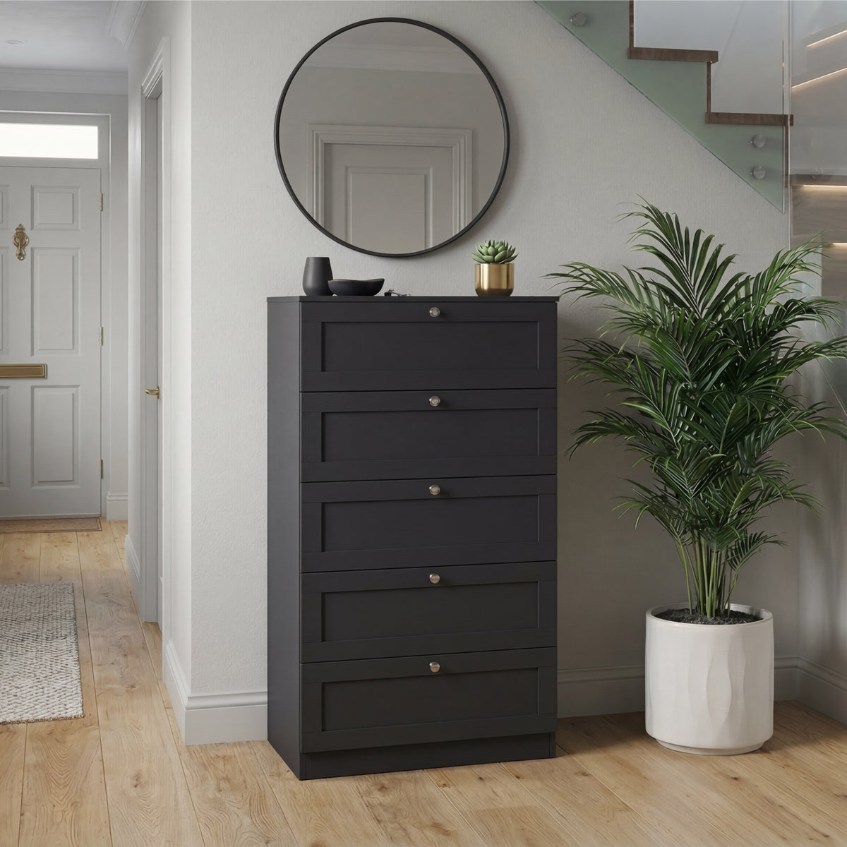 Altino 5 Drawer Chest Cabinet, Black