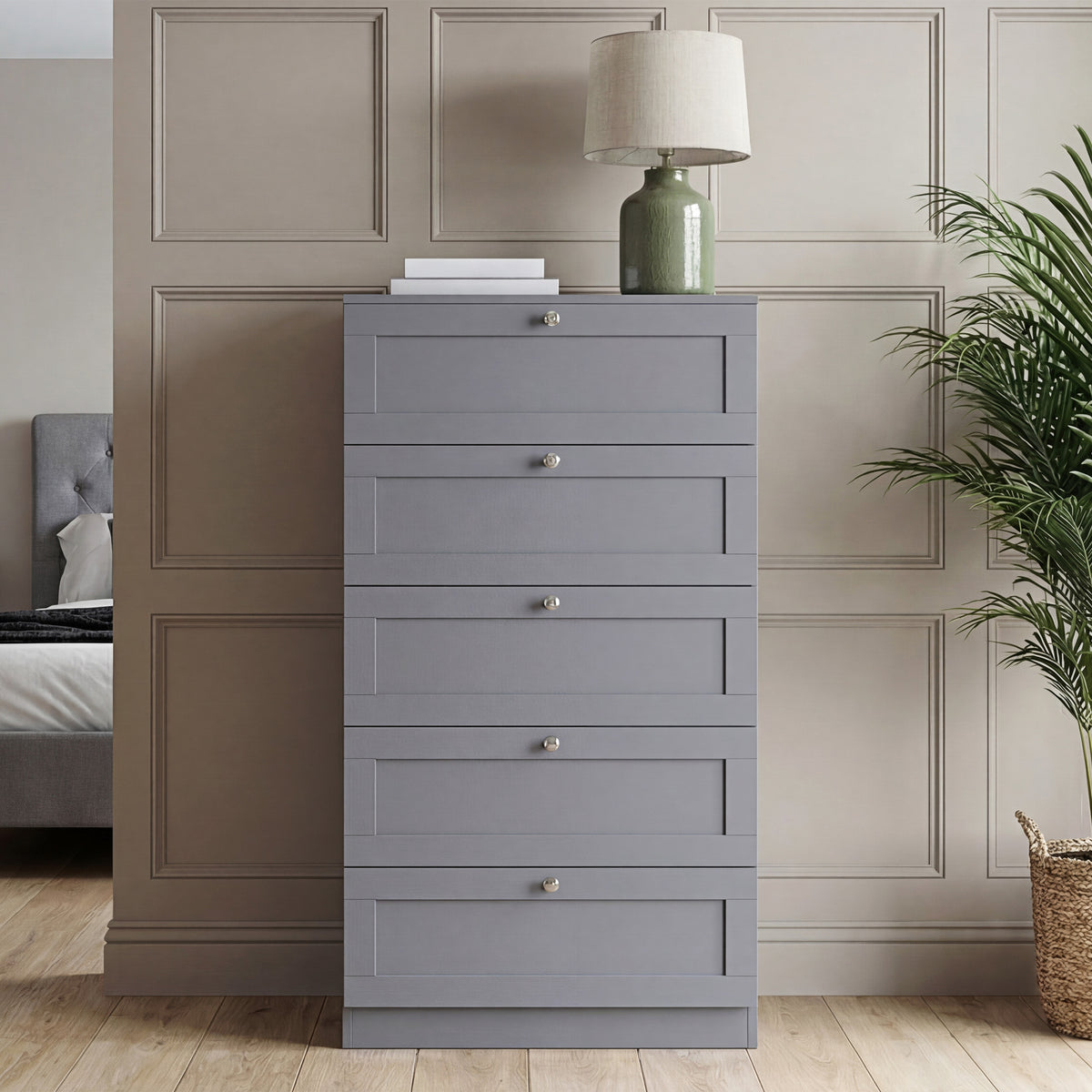 Altino 5 Drawer Chest Cabinet, Grey