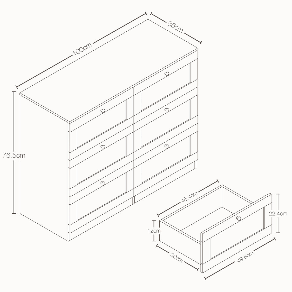 Altino 6 Drawer Chest Cabinet, Black