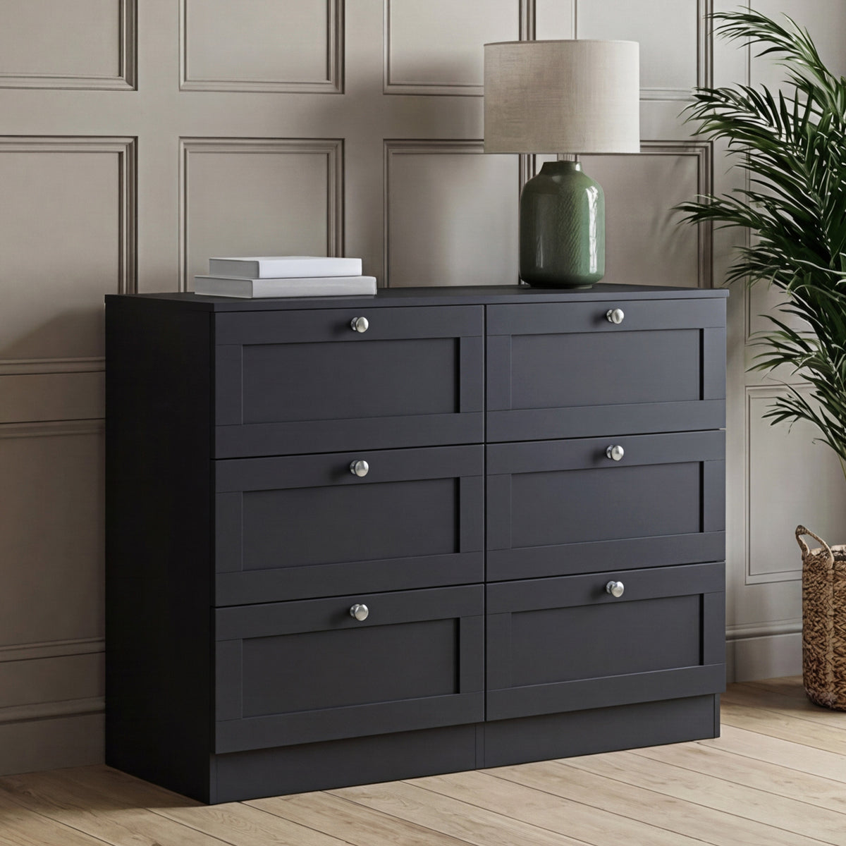 Altino 6 Drawer Chest Cabinet, Black