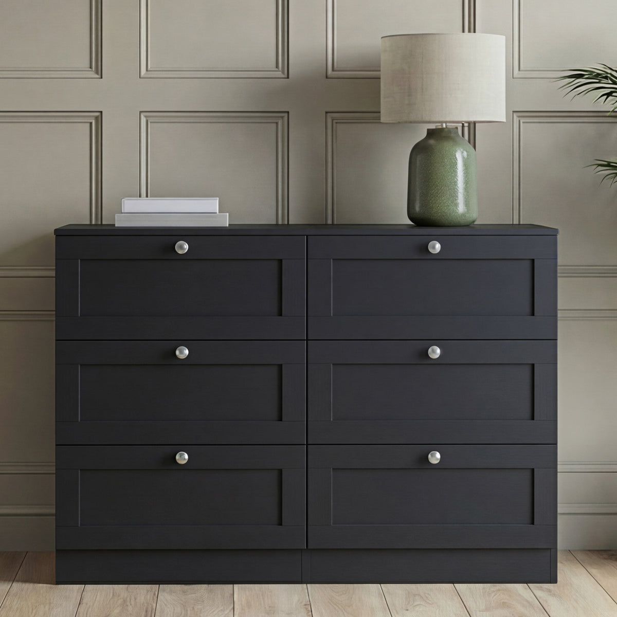 Altino 6 Drawer Chest Cabinet, Black