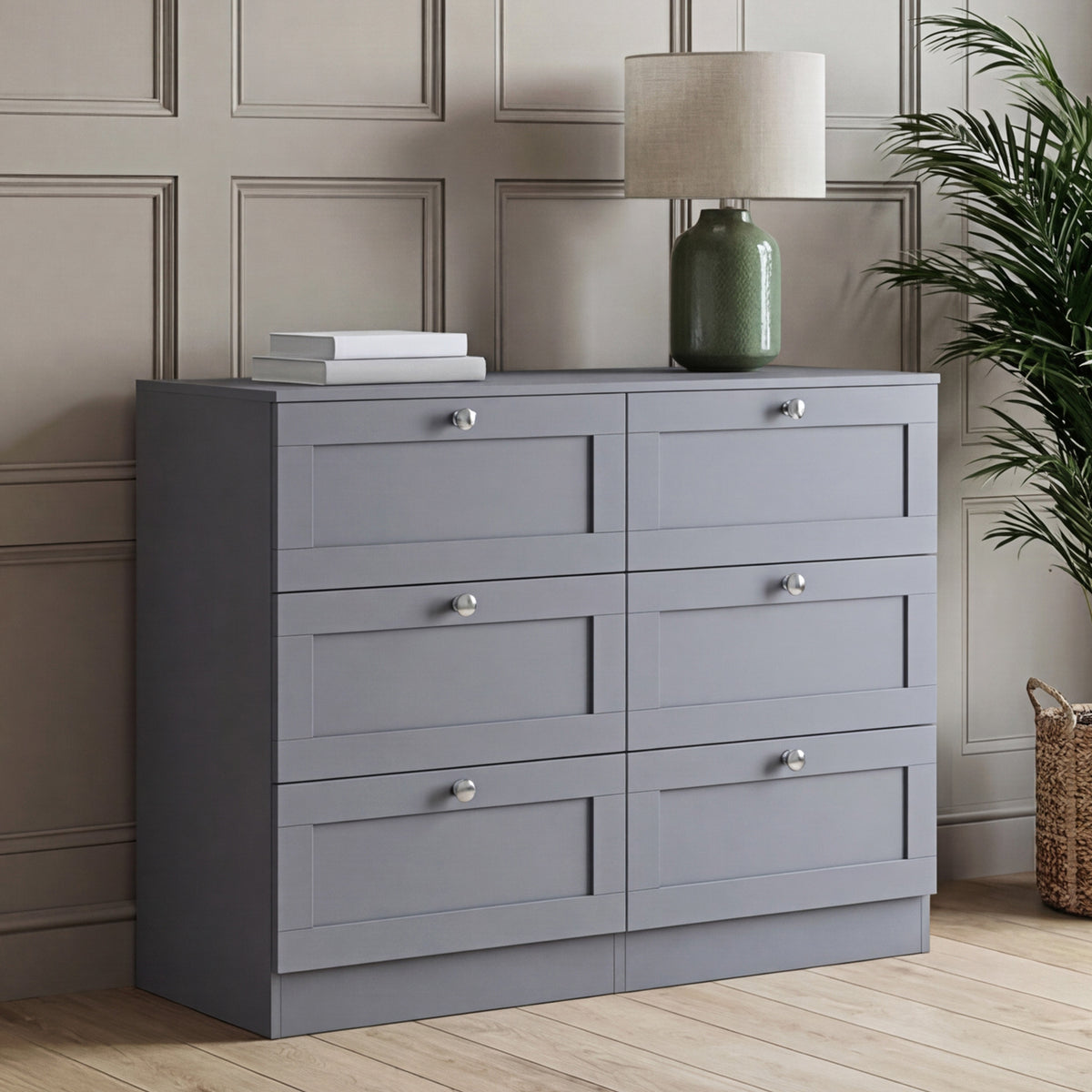 Altino 6 Drawer Chest Cabinet, Grey