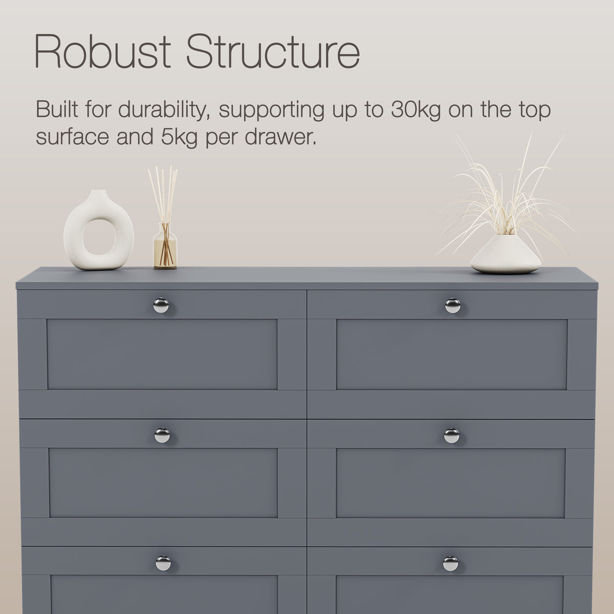 Altino 8 Drawer Chest Cabinet, Grey