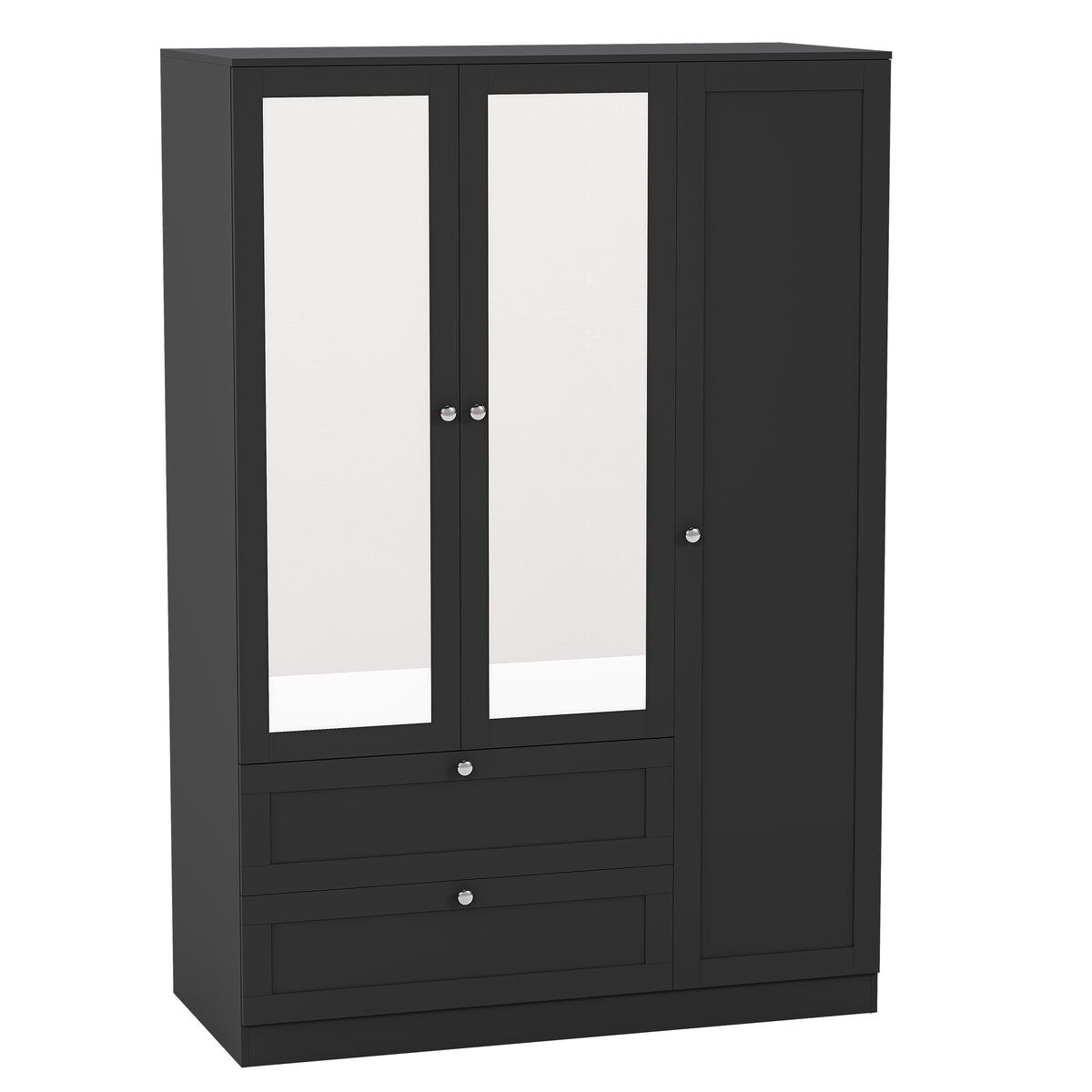 Altino 3 Door 2 Drawer Mirrored Wardrobe, Black