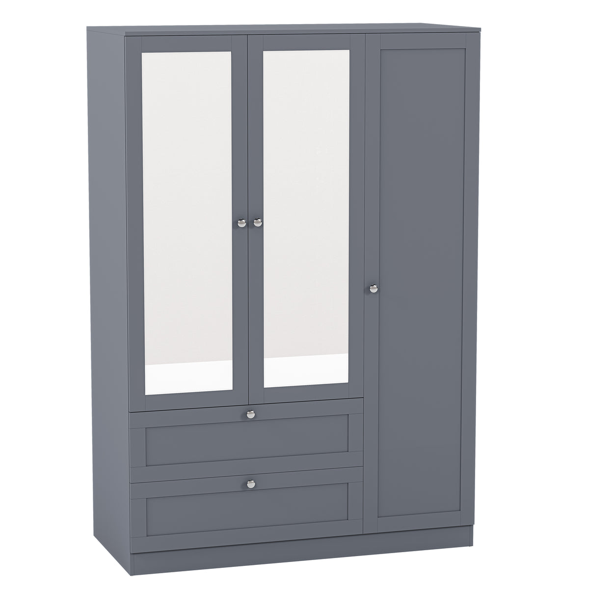 Altino 3 Door 2 Drawer Mirrored Wardrobe, Grey