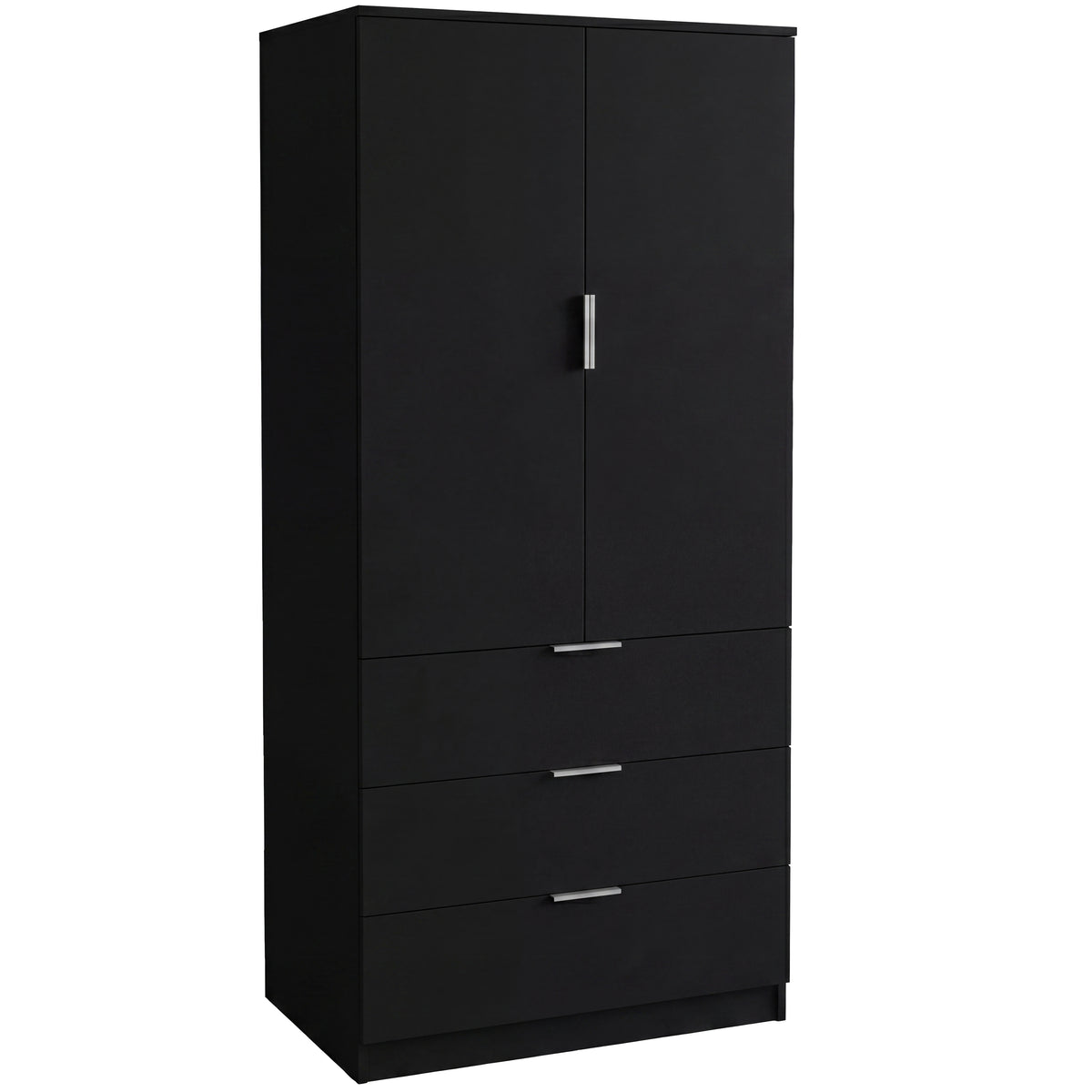 Trega 2 Door 3 Drawer Wardrobe – Modern Spacious Bedroom Storage Closet, Black