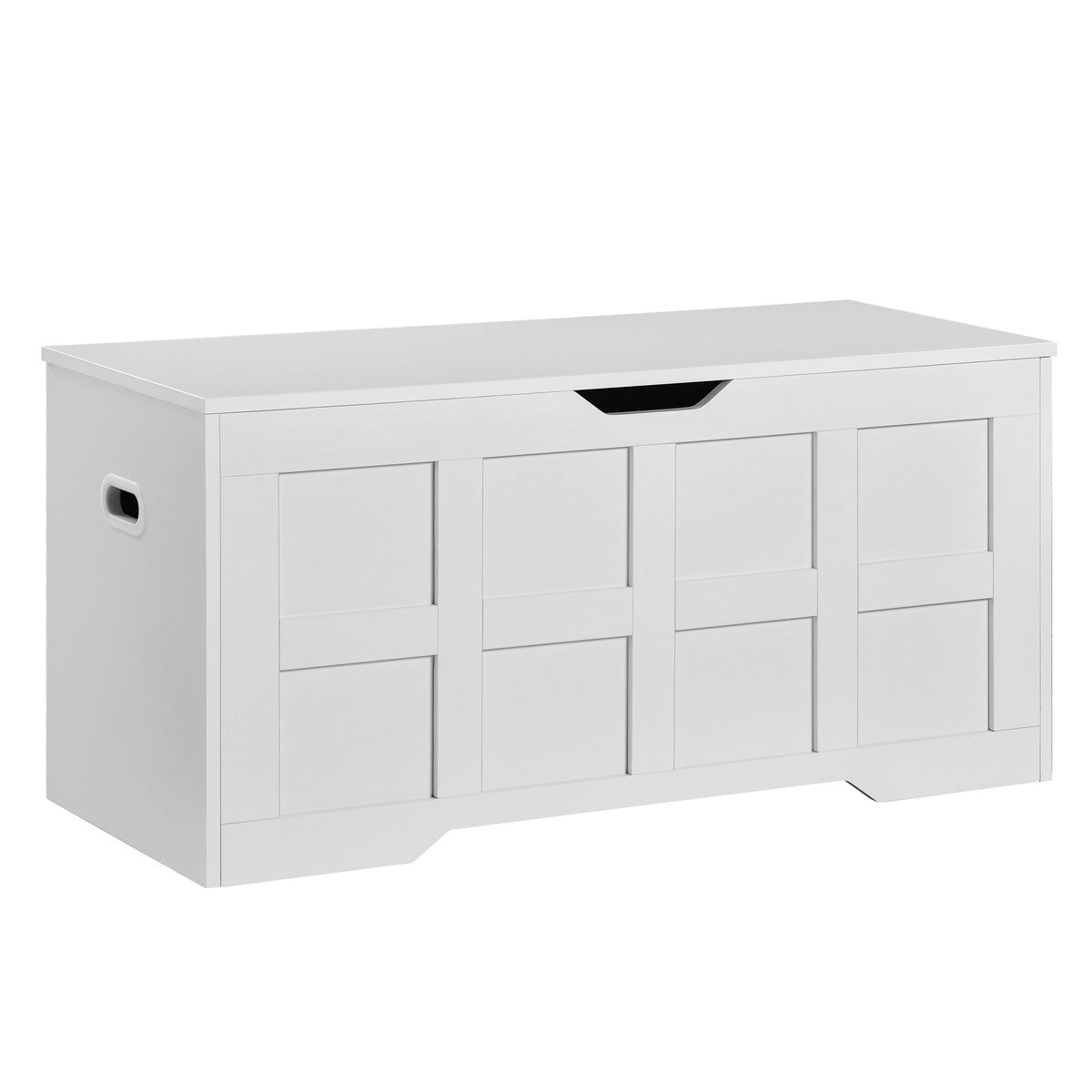 Large Wooden Storage Ottoman Bench – Multi-Functional Storage Chest with Lid, White