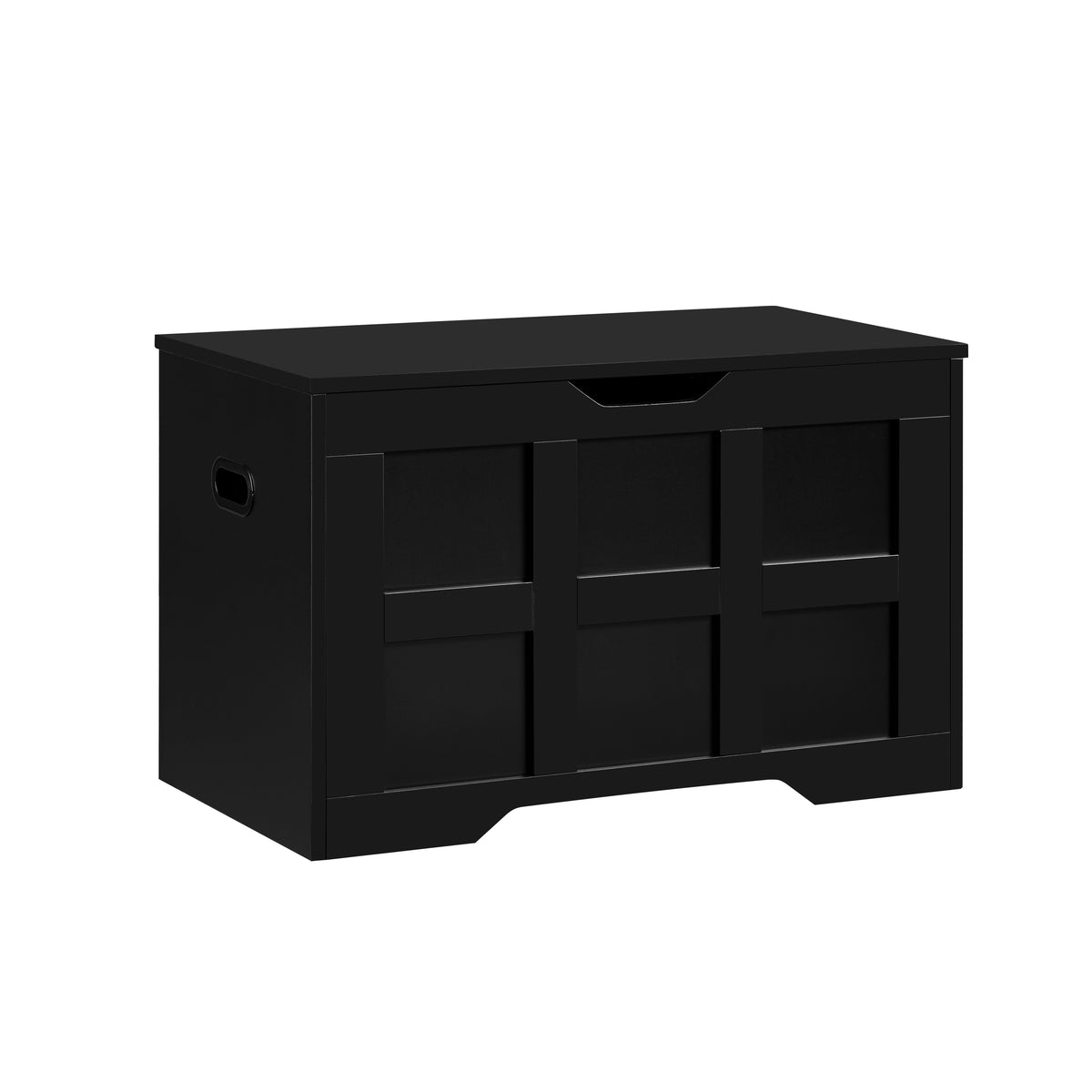 Small Wooden Storage Ottoman Bench – Multi-Functional Storage Chest with Lid, Black