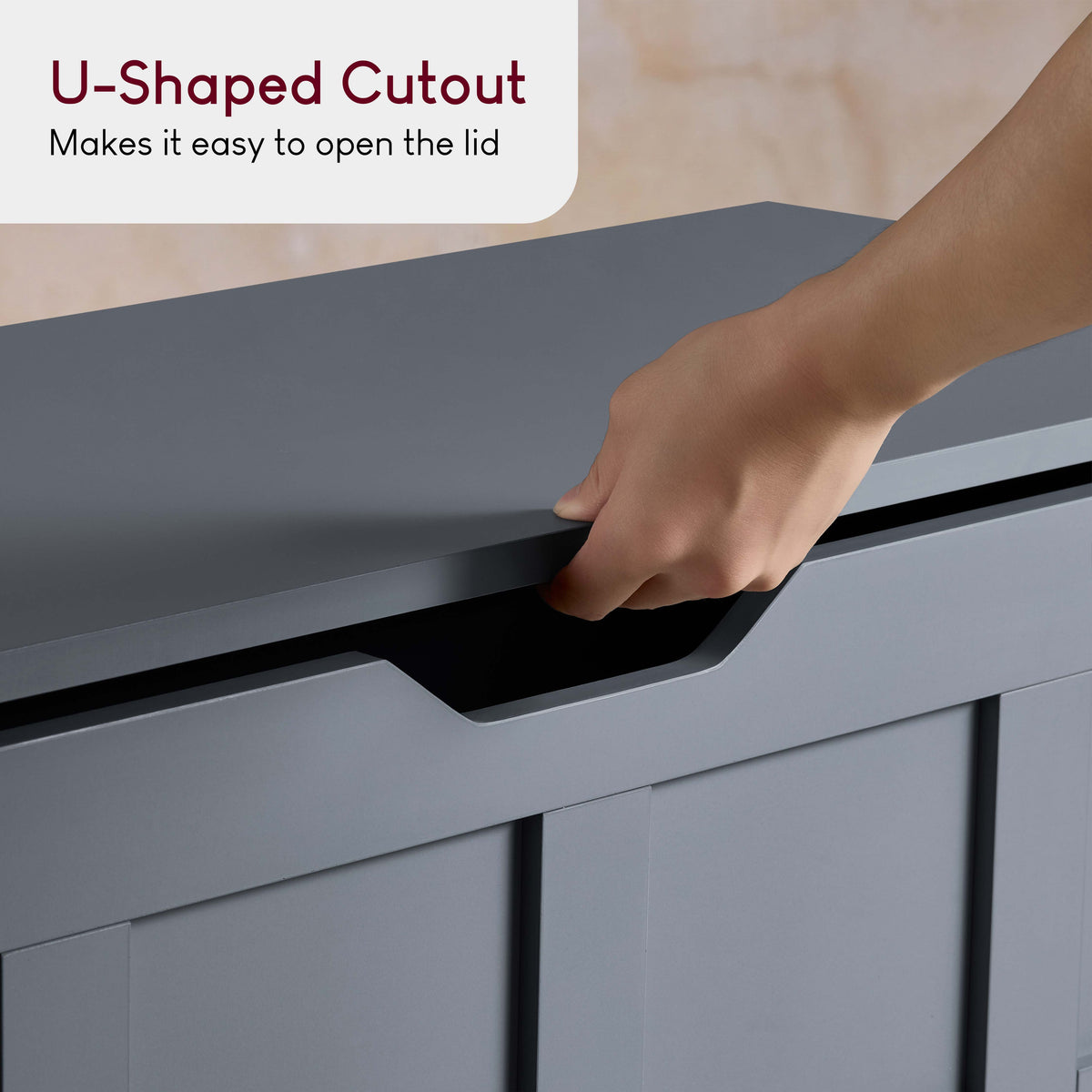 Small Wooden Storage Ottoman Bench – Multi-Functional Storage Chest with Lid, Grey