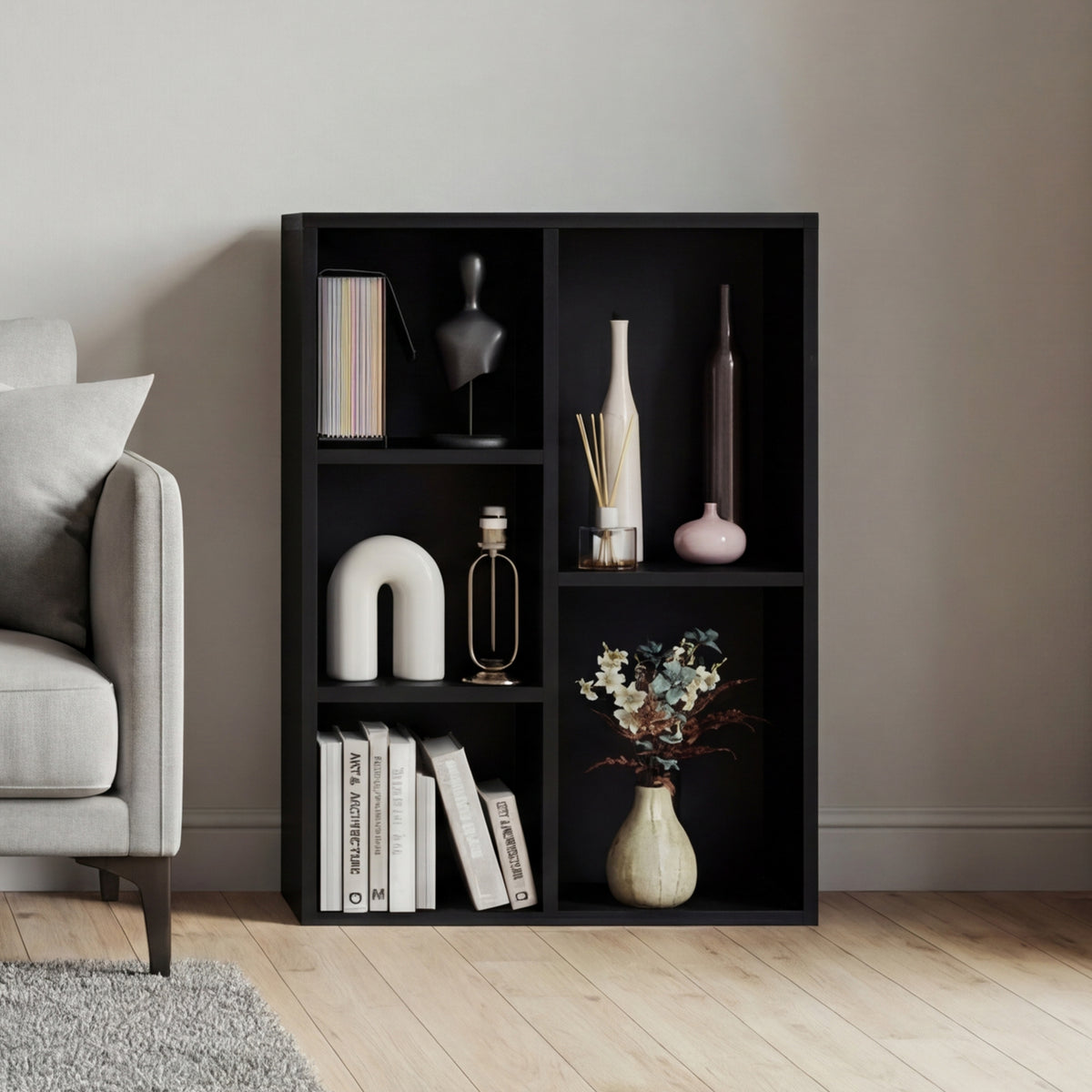 5-Cube Storage Cabinet Unit, Black