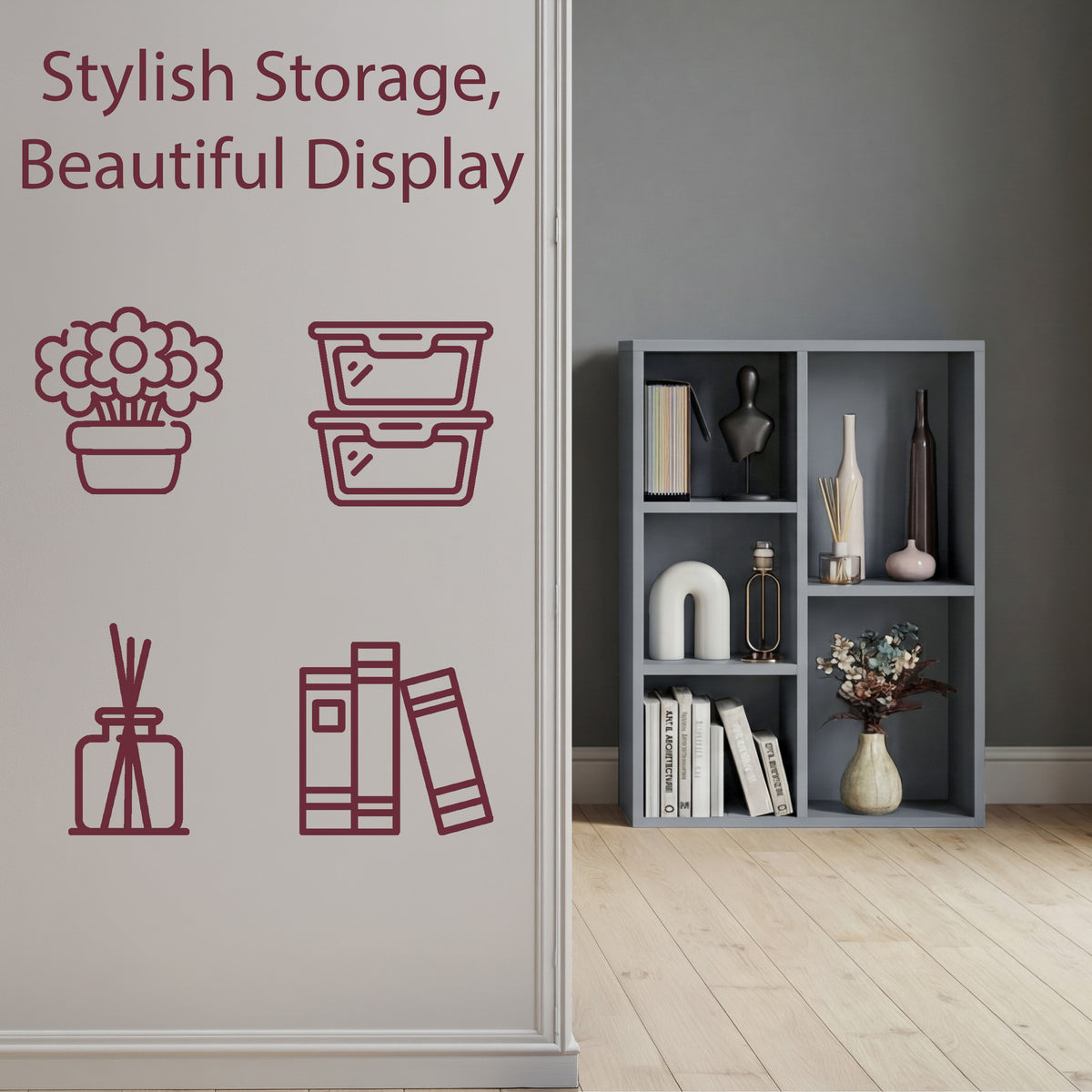 5-Cube Storage Cabinet Unit, Grey