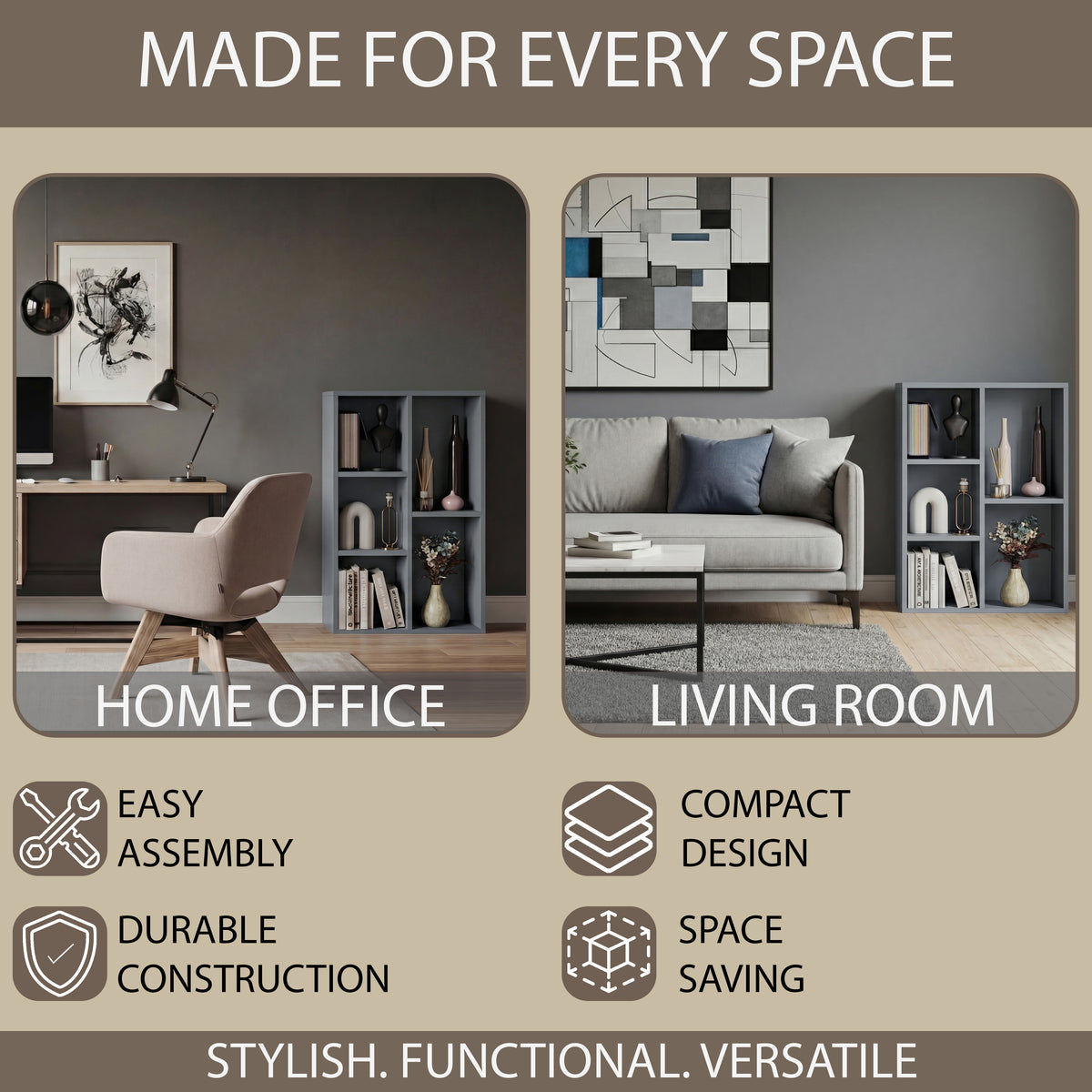 5-Cube Storage Cabinet Unit, Grey