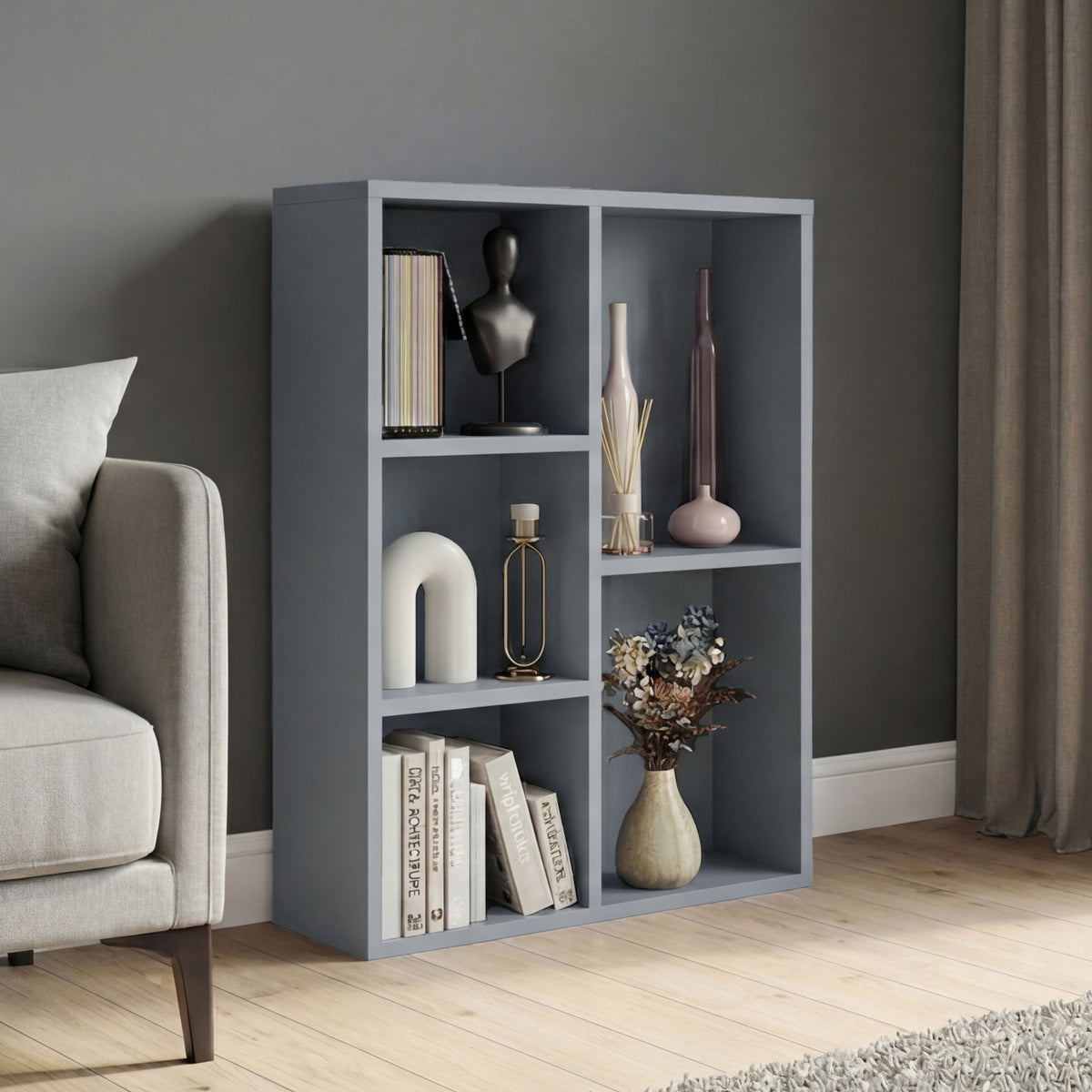5-Cube Storage Cabinet Unit, Grey