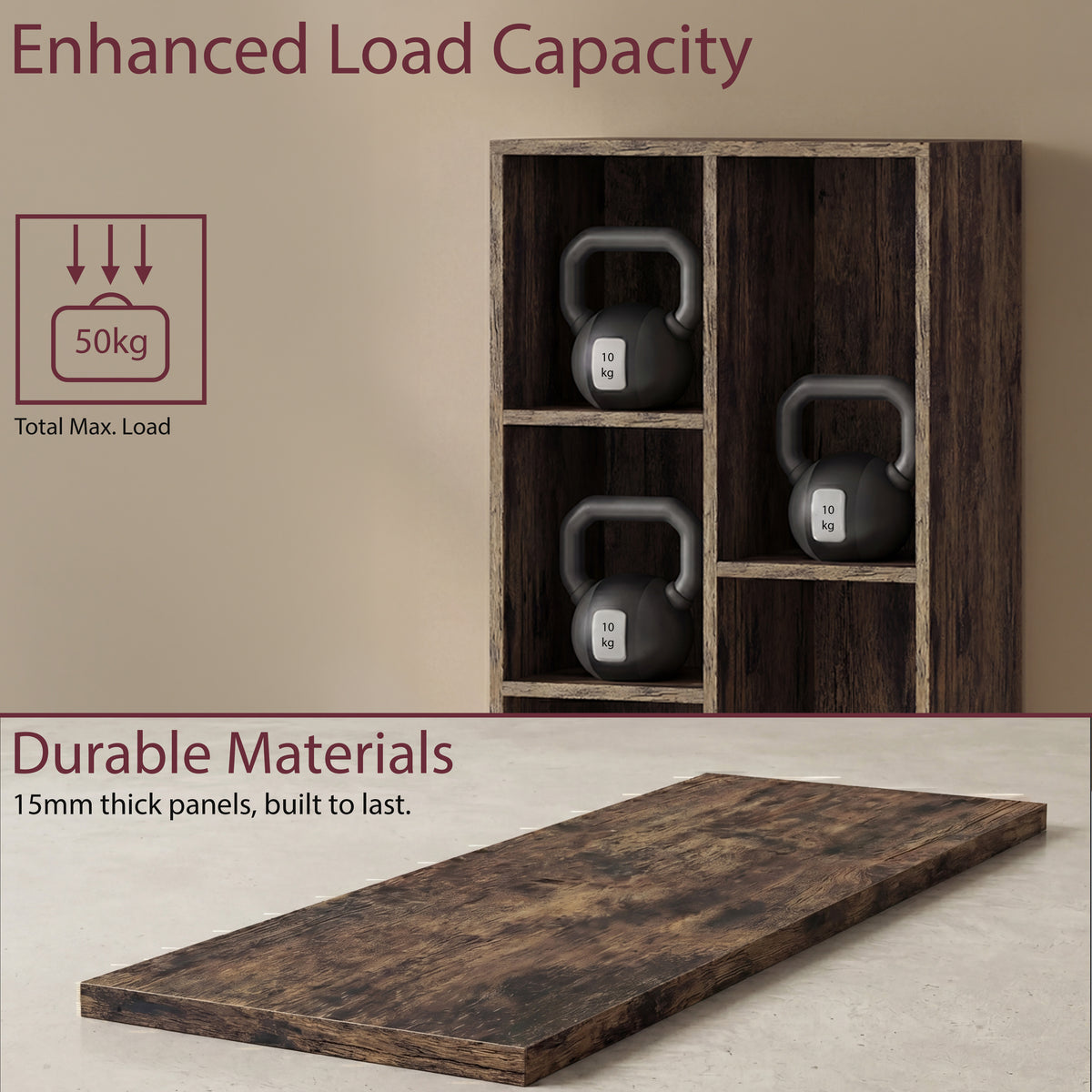 5-Cube Storage Cabinet Unit, Dark Wood