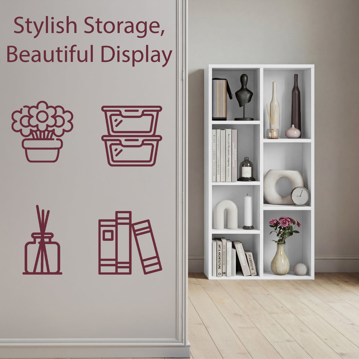 7-Cube Storage Cabinet Unit, White