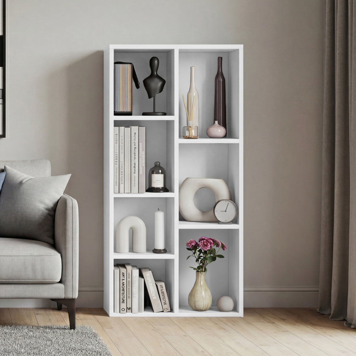 7-Cube Storage Cabinet Unit, White