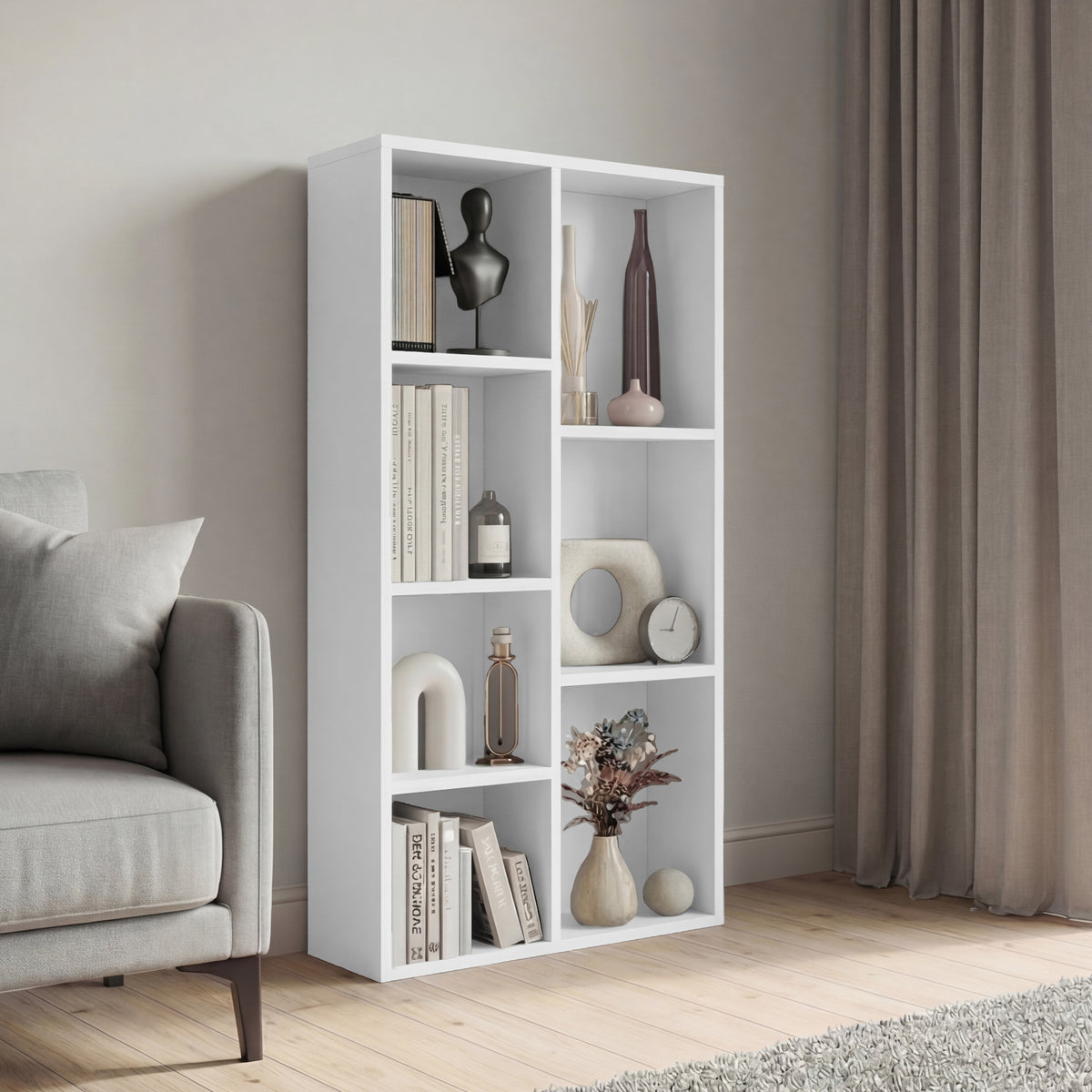 7-Cube Storage Cabinet Unit, White