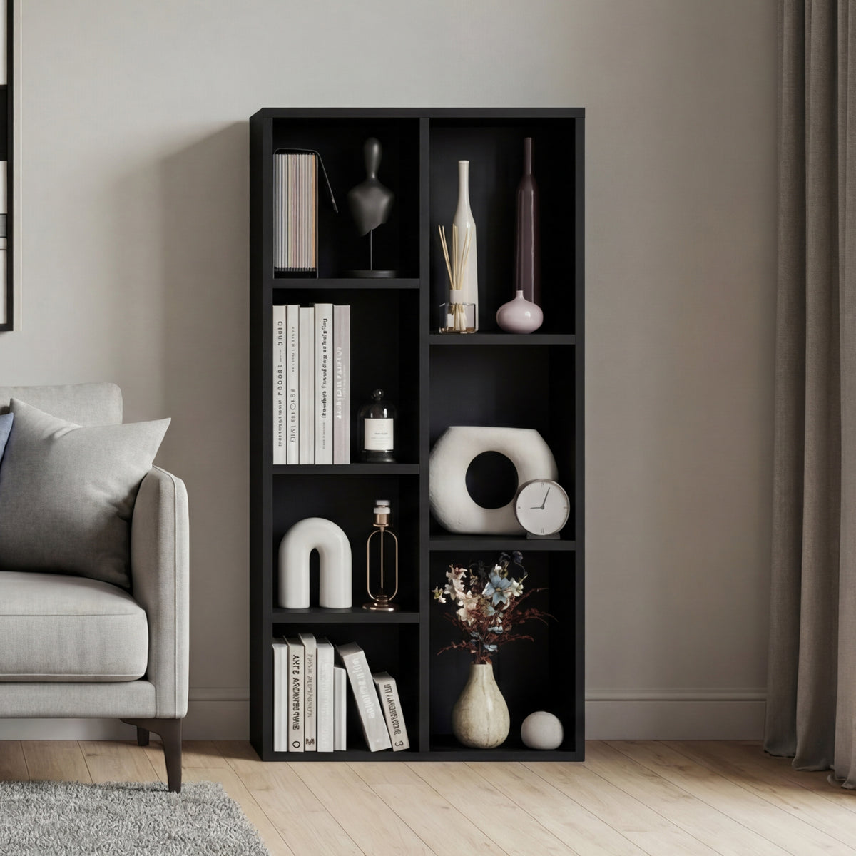 7-Cube Storage Cabinet Unit, Black