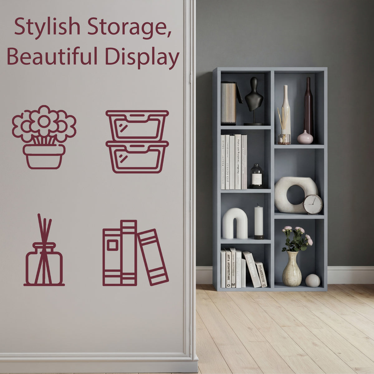7-Cube Storage Cabinet Unit, Grey