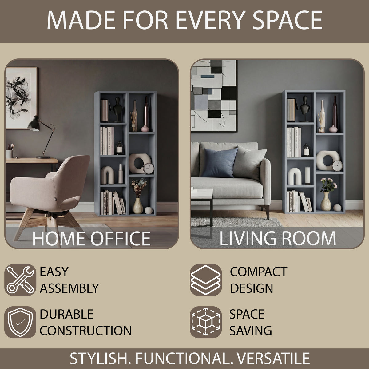 7-Cube Storage Cabinet Unit, Grey