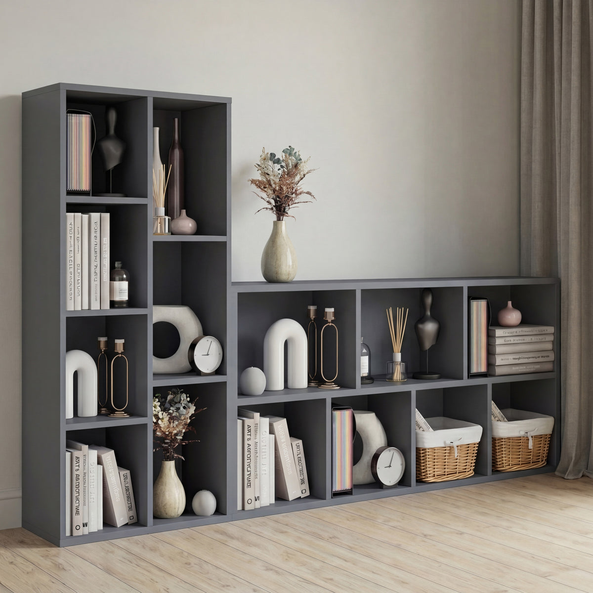7-Cube Storage Cabinet Unit, Grey