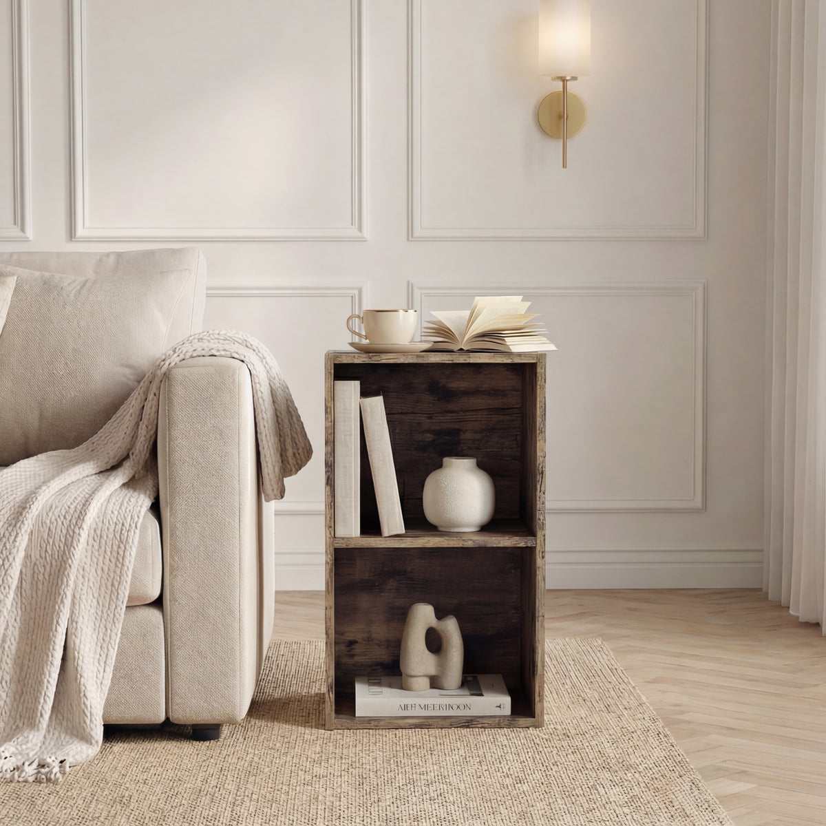 Oxford 2-Tier Cube Bookcase - Dark Wood