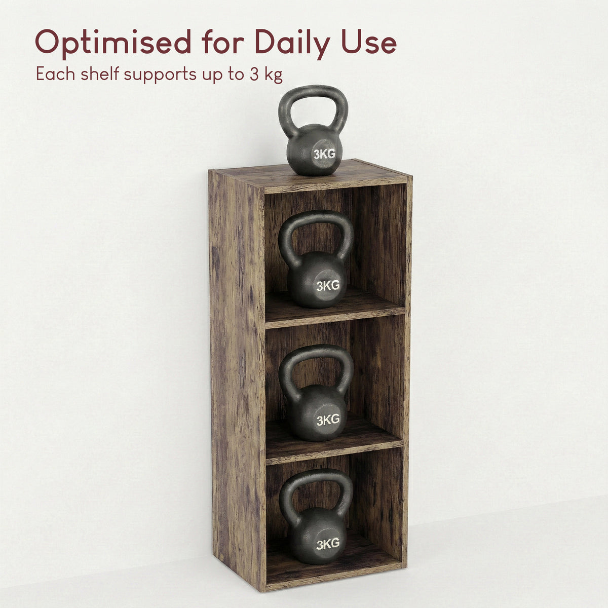 Oxford 3-Tier Cube Bookcase - Dark Wood