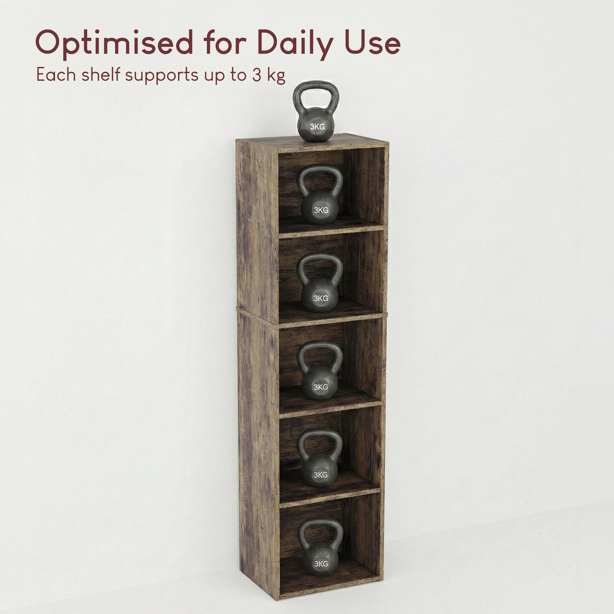 Oxford 5-Tier Cube Bookcase - Dark Wood