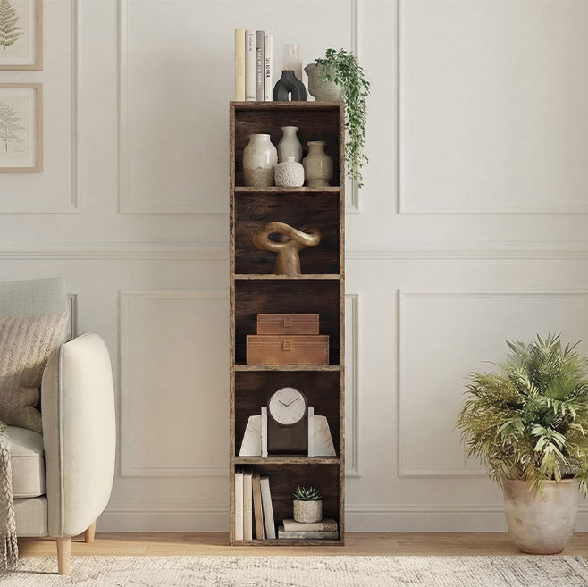 Oxford 5-Tier Cube Bookcase - Dark Wood