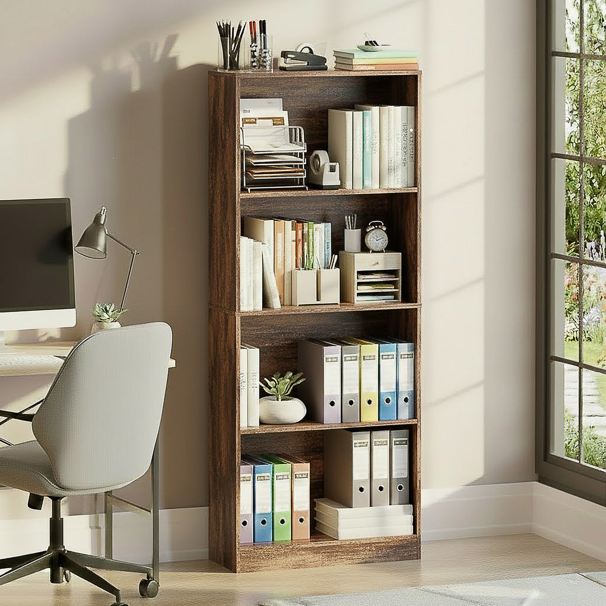 Cambridge 4-Tier Large Bookcase - Dark Wood