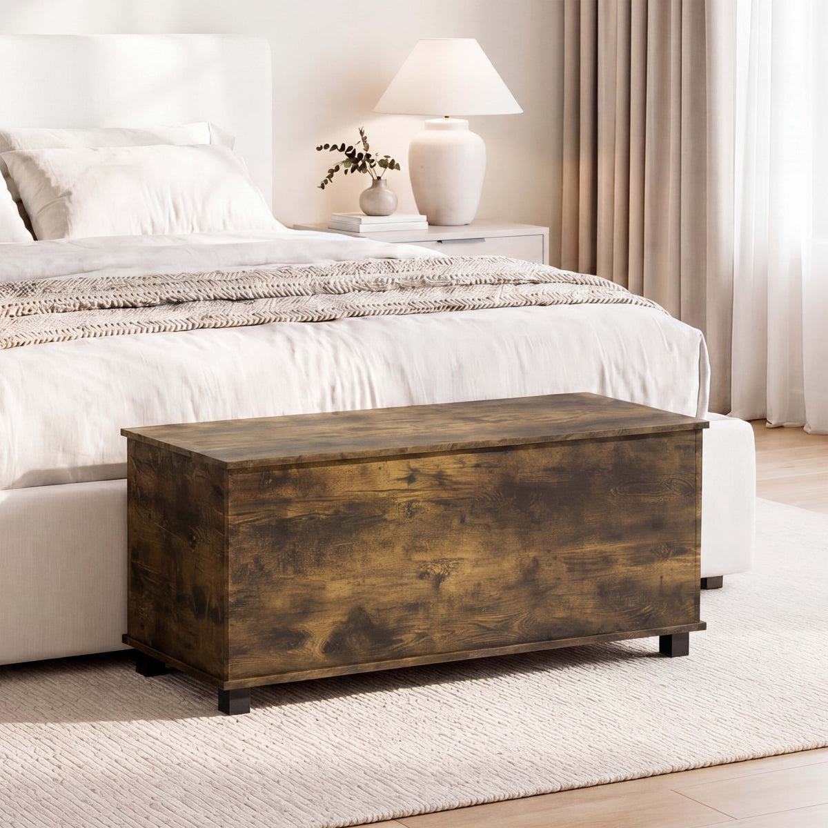 Leon Storage Ottoman - Rustic Brown