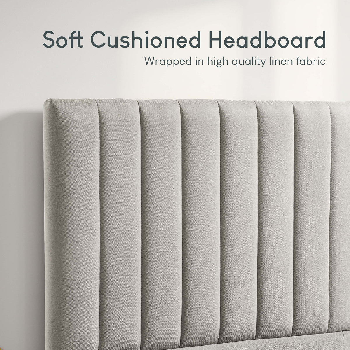 Vellaro Single Ottoman Fabric Bed & Mattress, Beige Linen