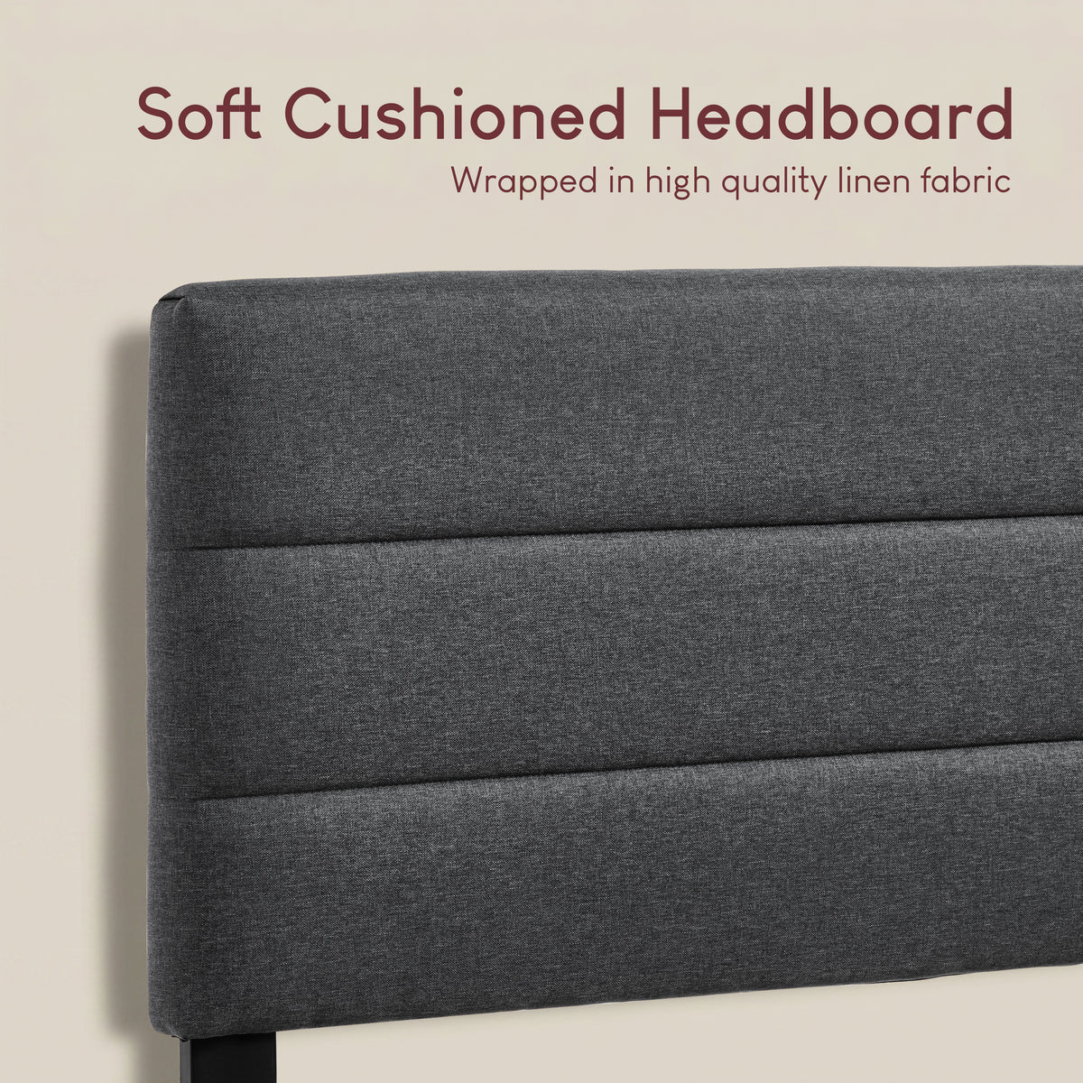 Vandura King Size Fabric Bed and Mattress, Dark Grey Linen