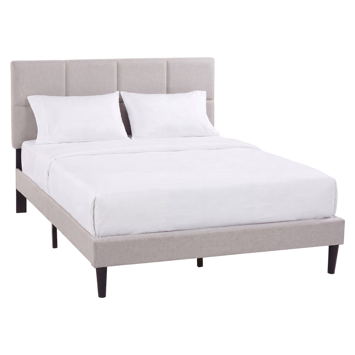 Velmora King Size Fabric Bed and Mattress, Beige Linen