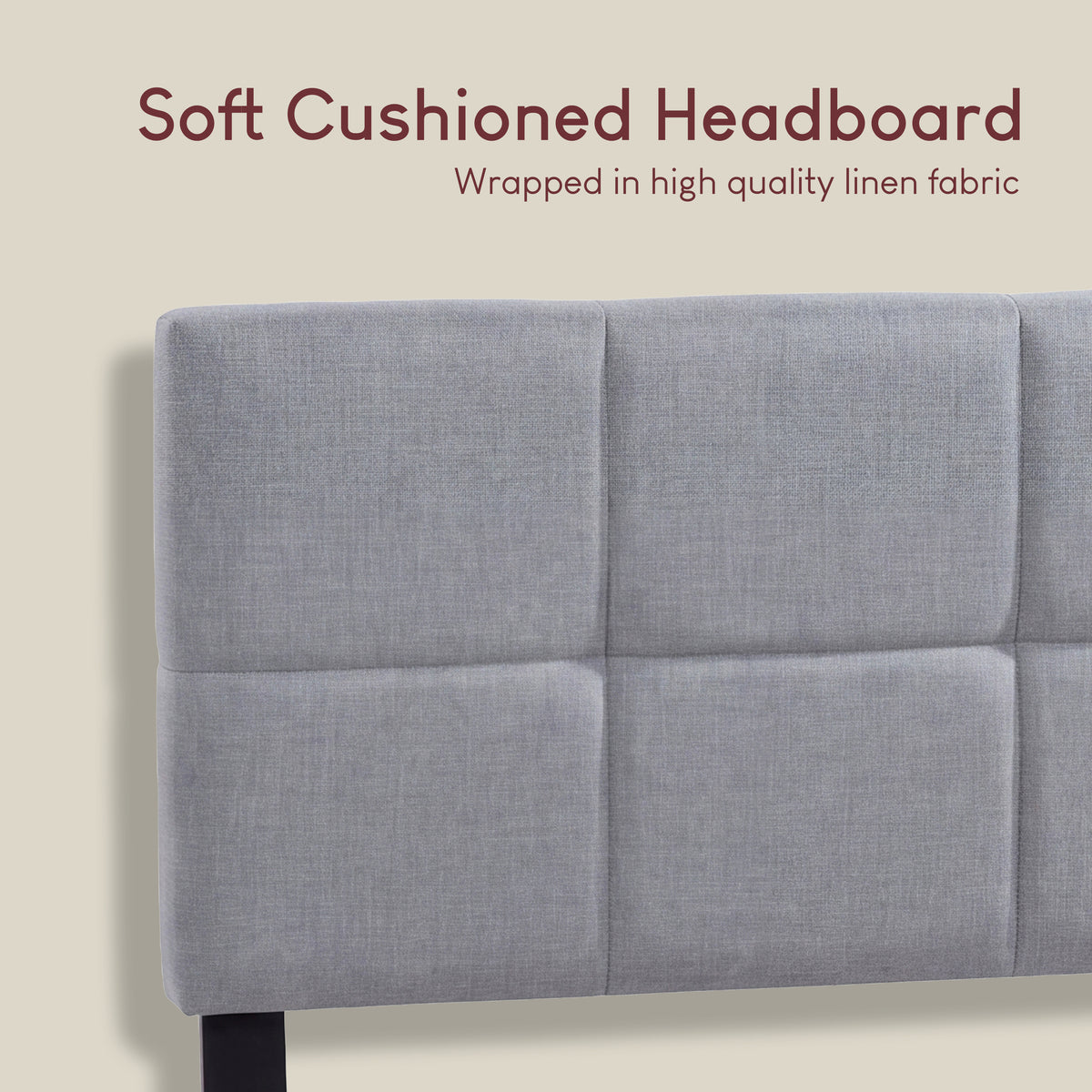 Velmora King Size Fabric Bed and Mattress, Light Grey Linen