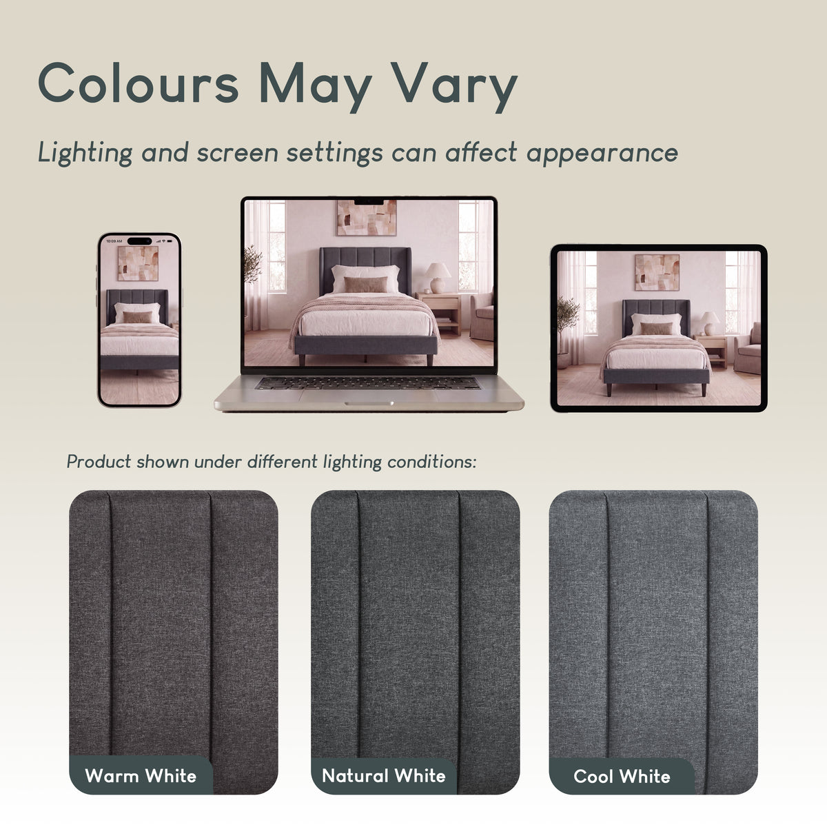 Vianna Single Fabric Bed, Dark Grey Linen