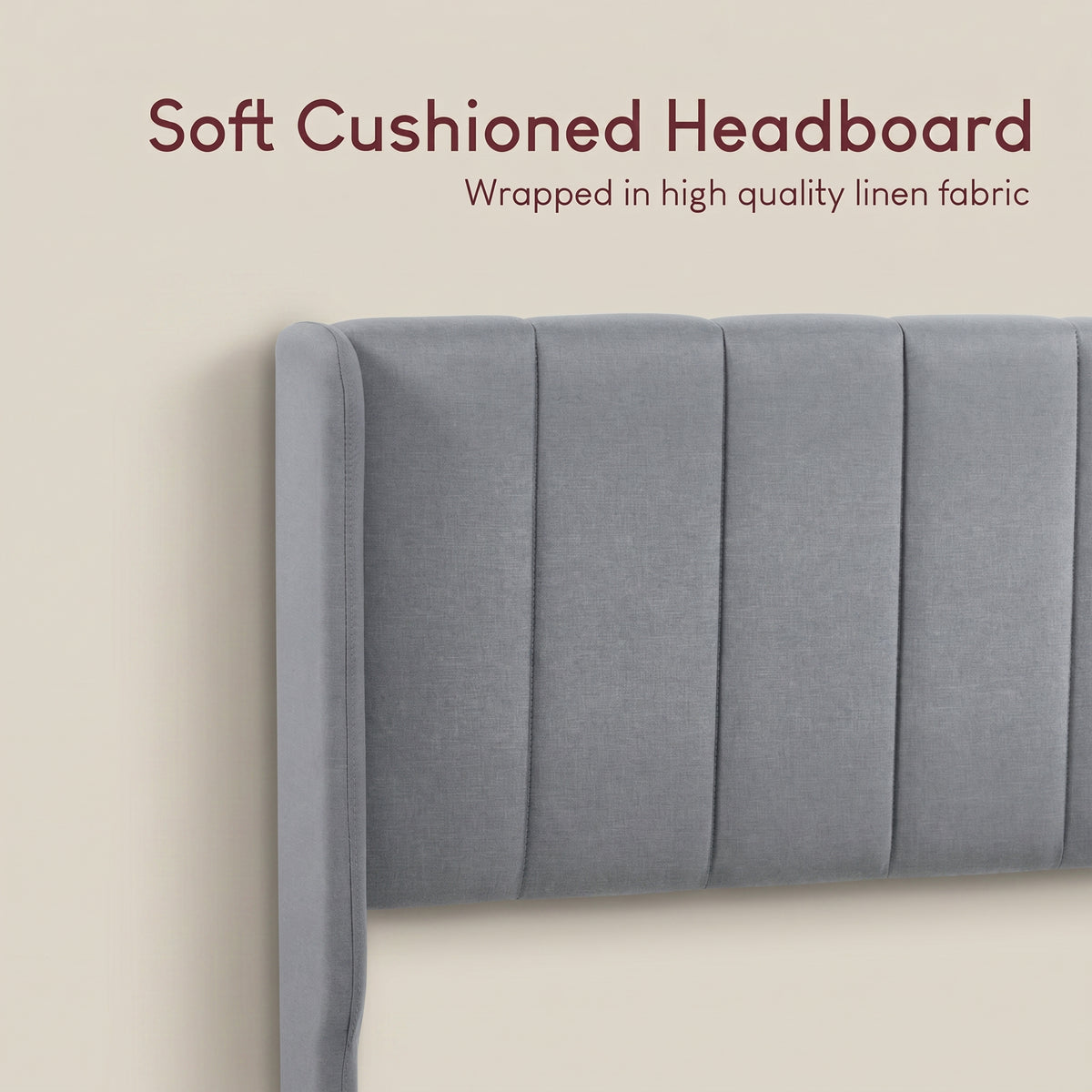 Vianna King Size Fabric Bed and Mattress Light Grey Linen