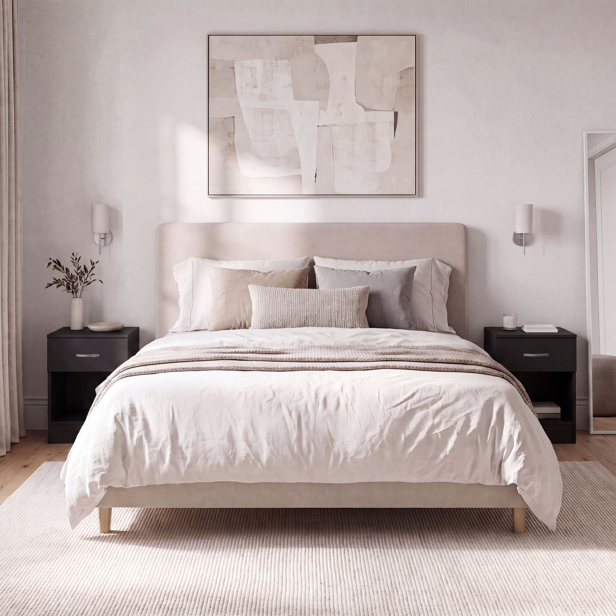 Riano 1 Drawer Bedside Chest Set White Bedroom Storage Unit