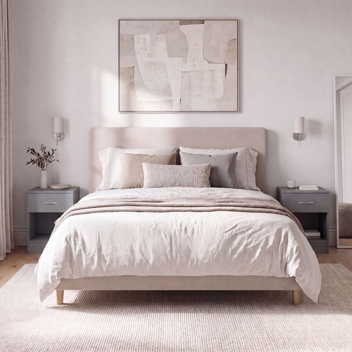 Riano 1 Drawer Bedside Chest Set Grey Bedroom Storage Unit
