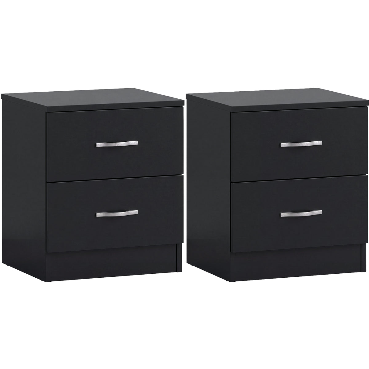 Riano 2 Drawer Bedside Chest Set Black Bedroom Storage Unit