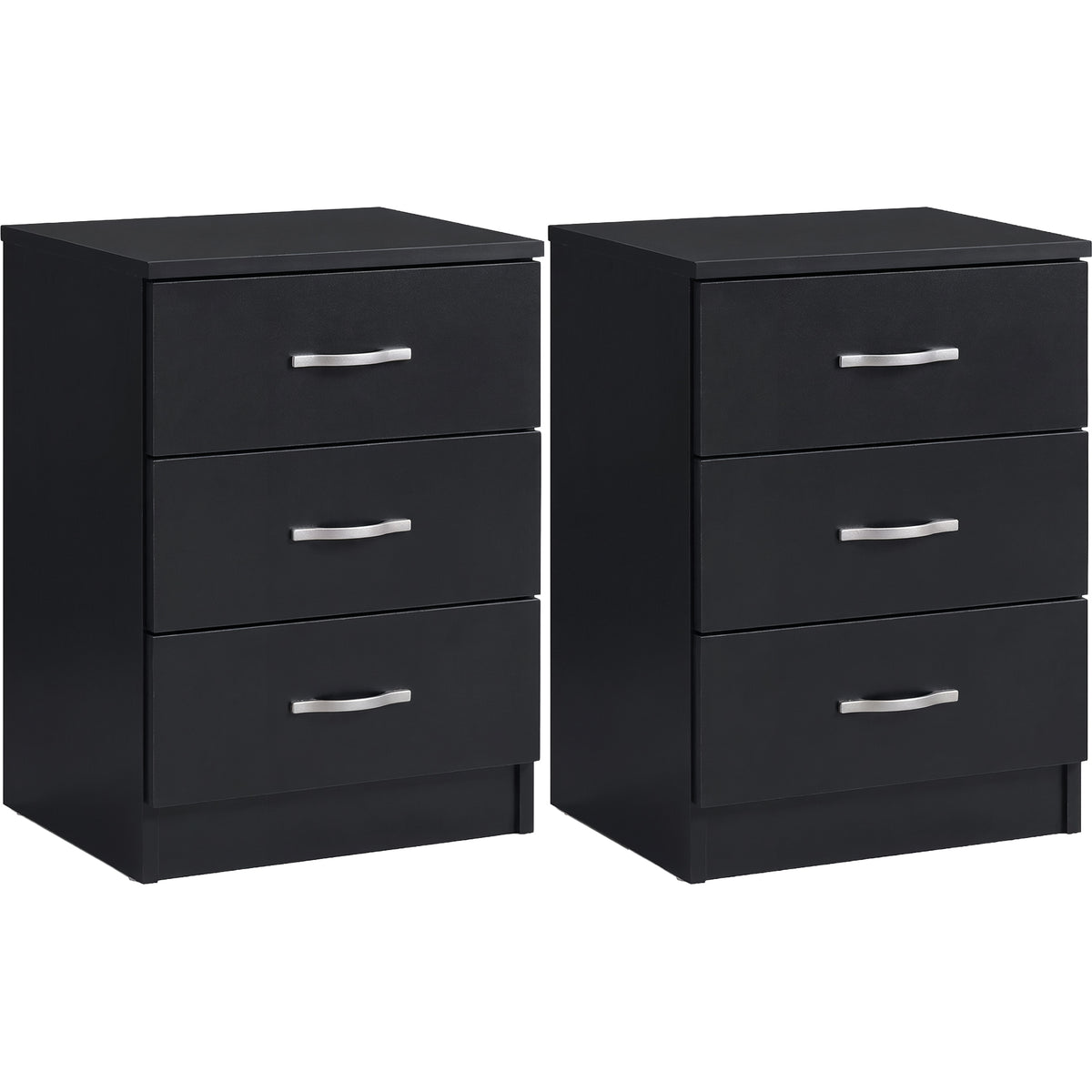 Riano 3 Drawer Bedside Chest Set Black Bedroom Storage Unit